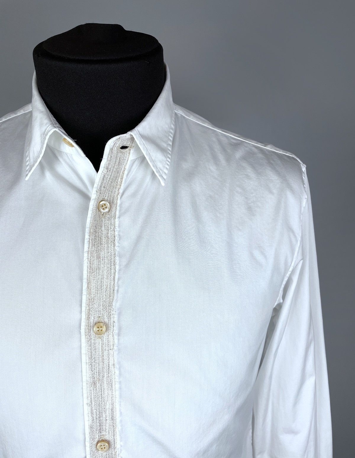 Dsquared2 Men's DSQUARED2 White Wood Strip LS Cotton Shirt Size 48 Size US M / EU 48-50 / 2 - 3 Thumbnail
