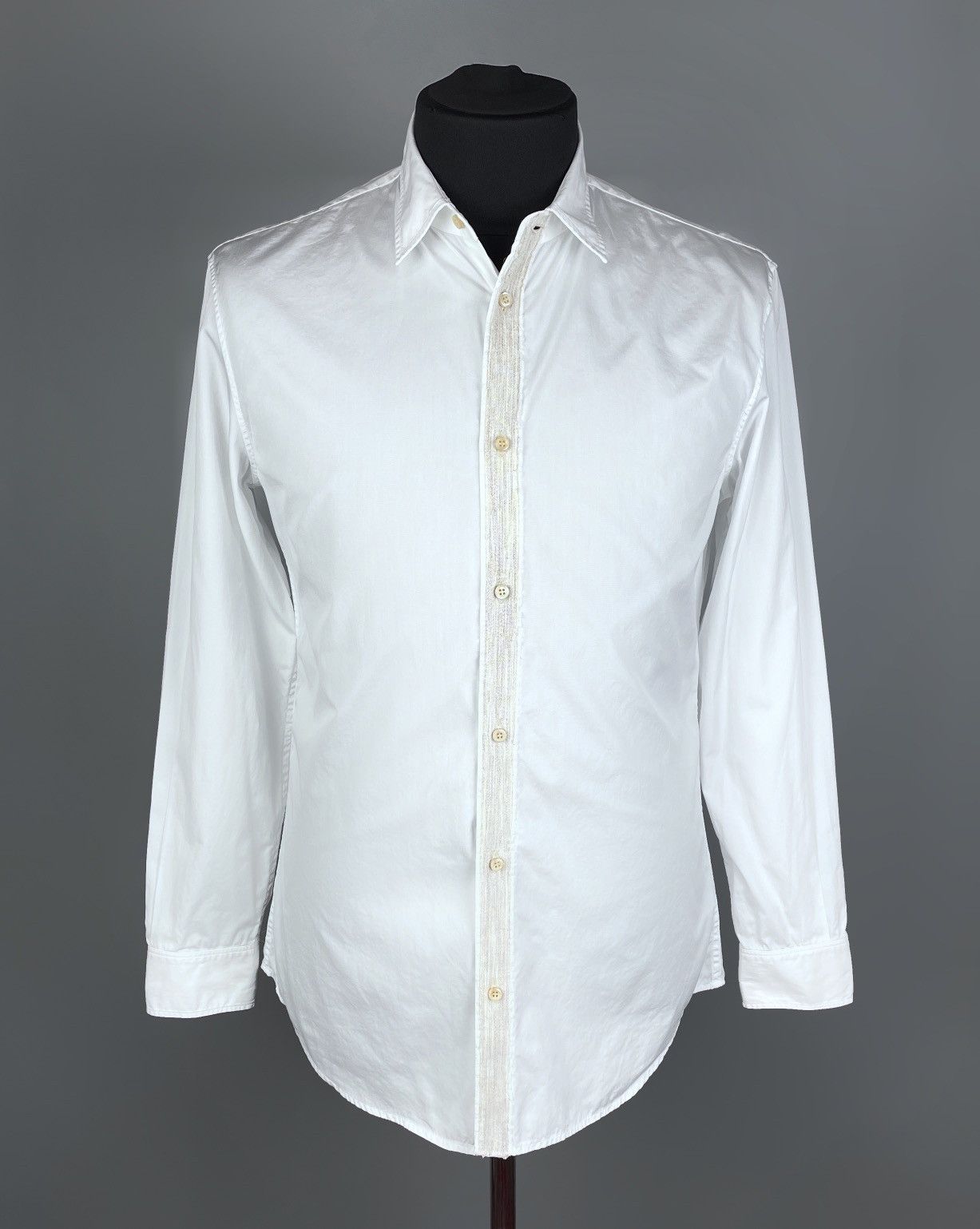 Dsquared2 Men's DSQUARED2 White Wood Strip LS Cotton Shirt Size 48 Size US M / EU 48-50 / 2 - 2 Thumbnail