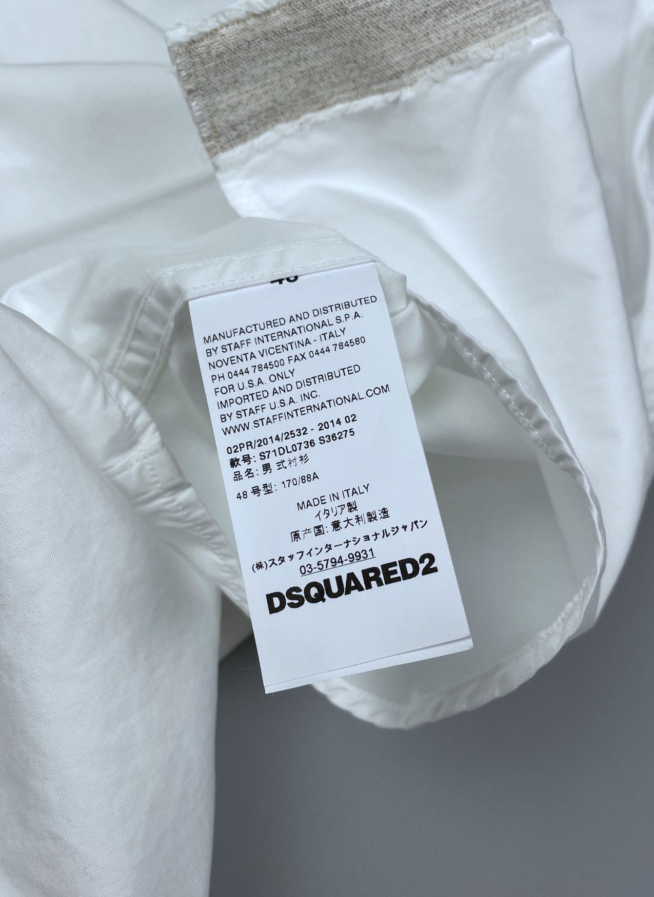 Dsquared2 Men's DSQUARED2 White Wood Strip LS Cotton Shirt Size 48 Size US M / EU 48-50 / 2 - 10 Thumbnail