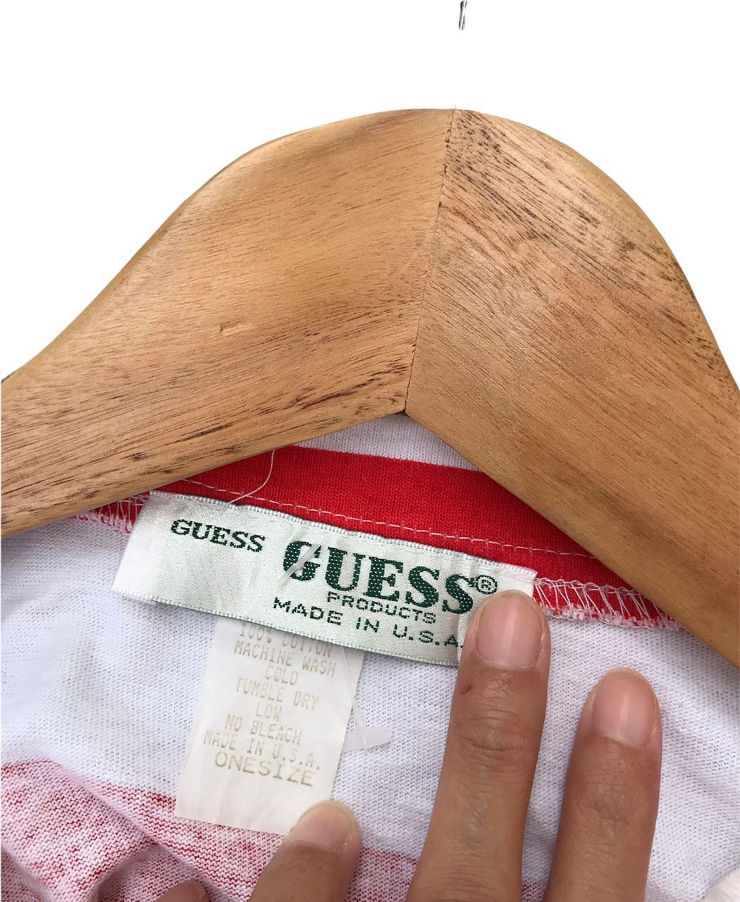 Guess × Vintage Vintage 90s Guess Jeans U.S.A Embroidered Stripes T Shirt Size US L / EU 52-54 / 3 - 8 Thumbnail