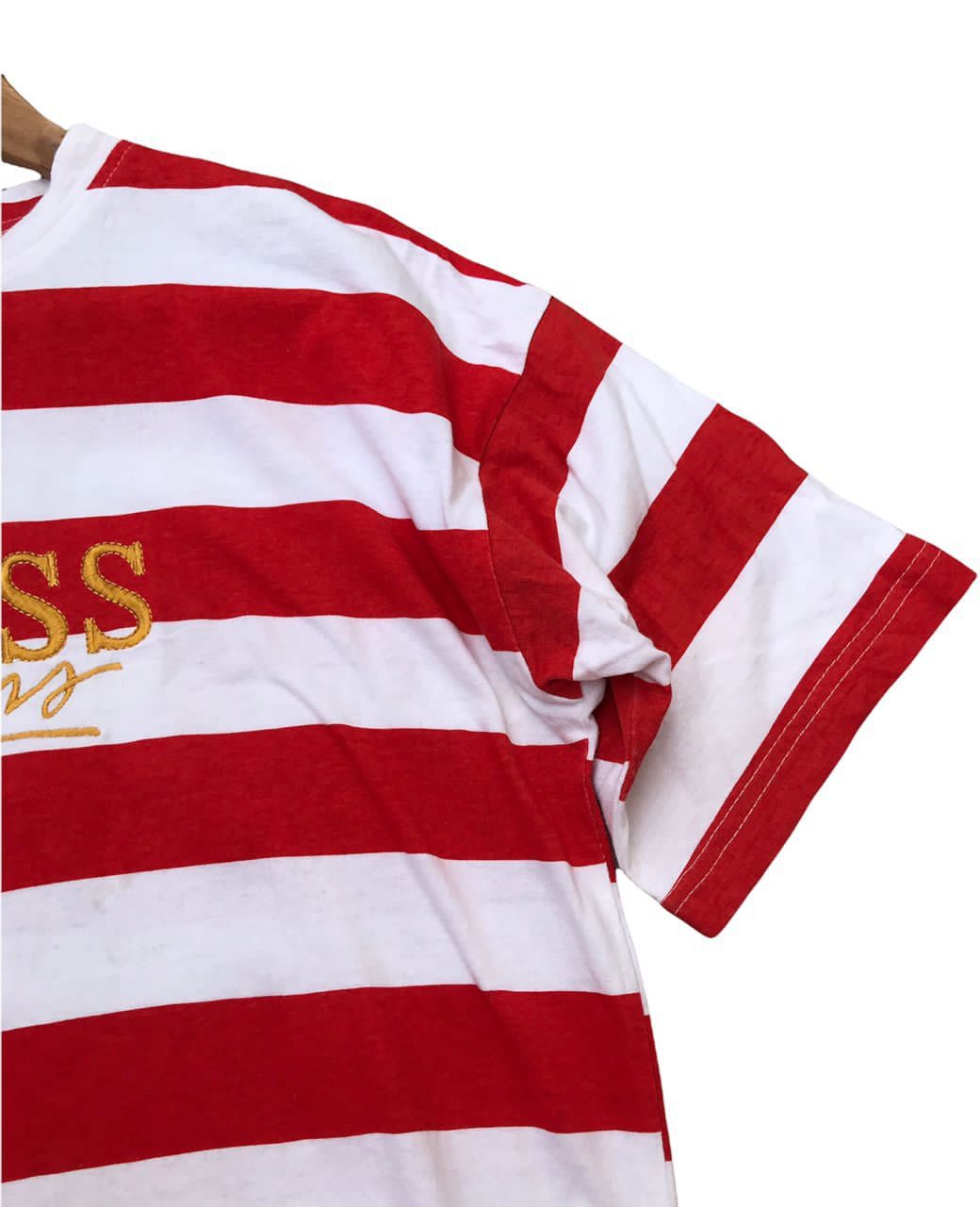 Guess × Vintage Vintage 90s Guess Jeans U.S.A Embroidered Stripes T Shirt Size US L / EU 52-54 / 3 - 5 Thumbnail