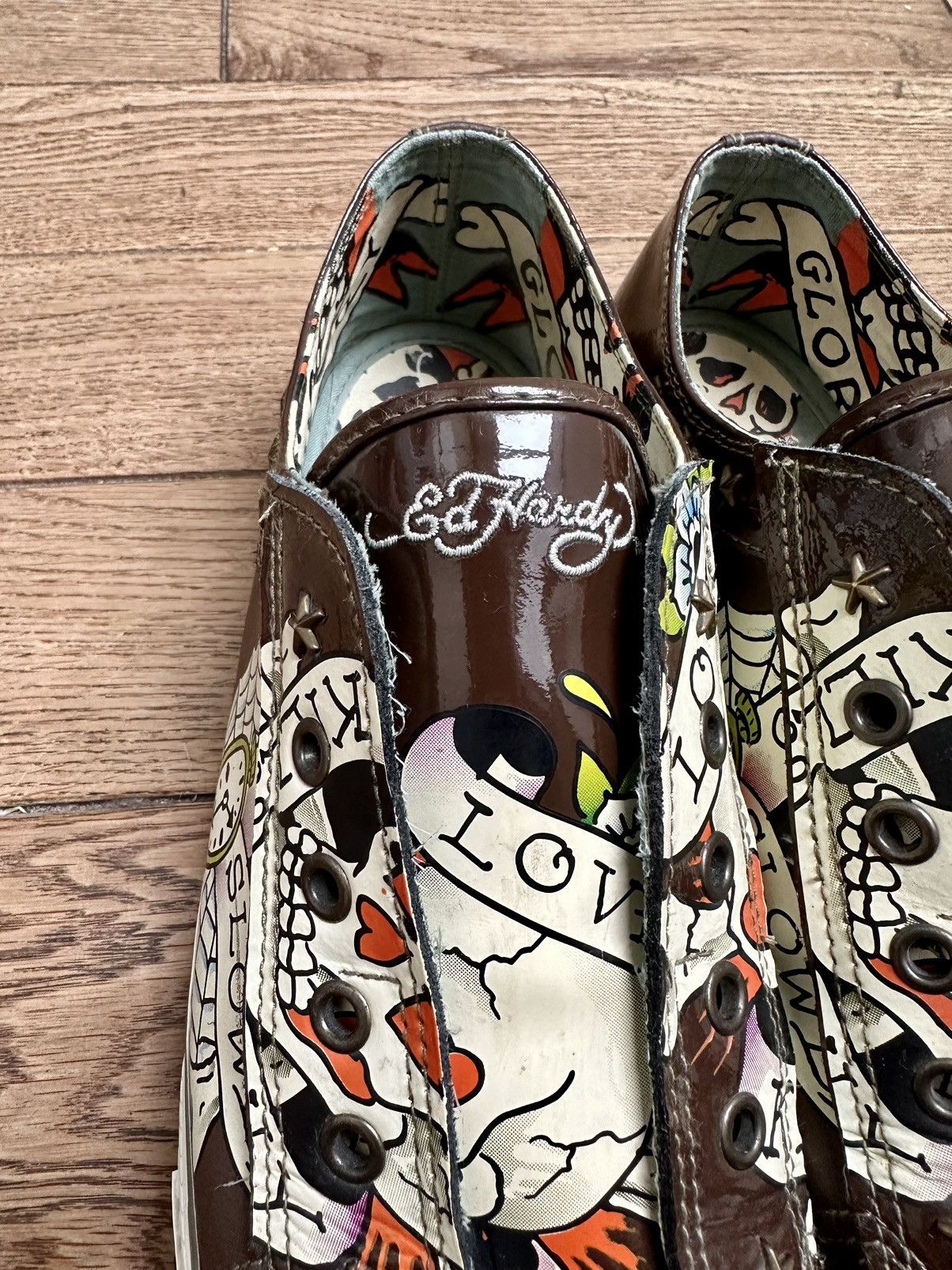 Christian Audigier × Ed Hardy × Vintage 🕸️Vintage Ed Hardy Christian Audigier Sneakers Rare Y2K Skull Size US 11 / EU 44 - 6 Thumbnail
