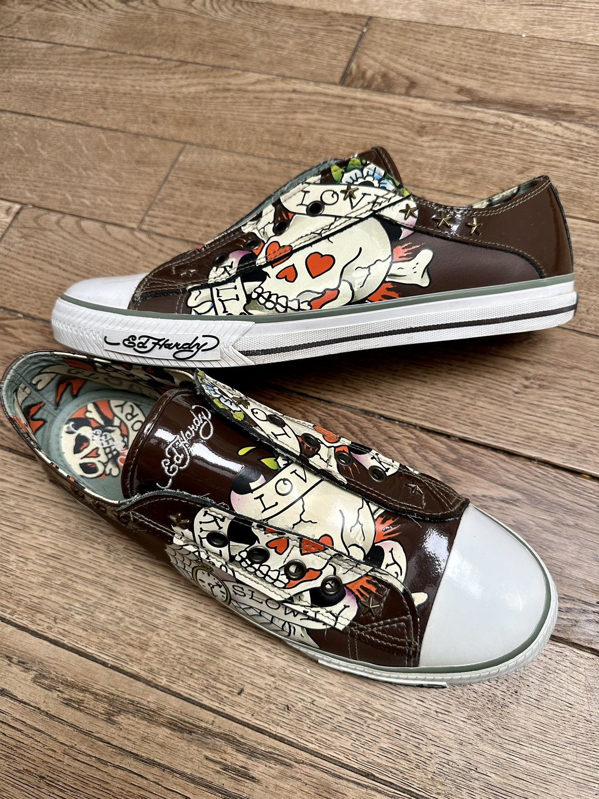 Christian Audigier × Ed Hardy × Vintage 🕸️Vintage Ed Hardy Christian Audigier Sneakers Rare Y2K Skull Size US 11 / EU 44 - 3 Thumbnail