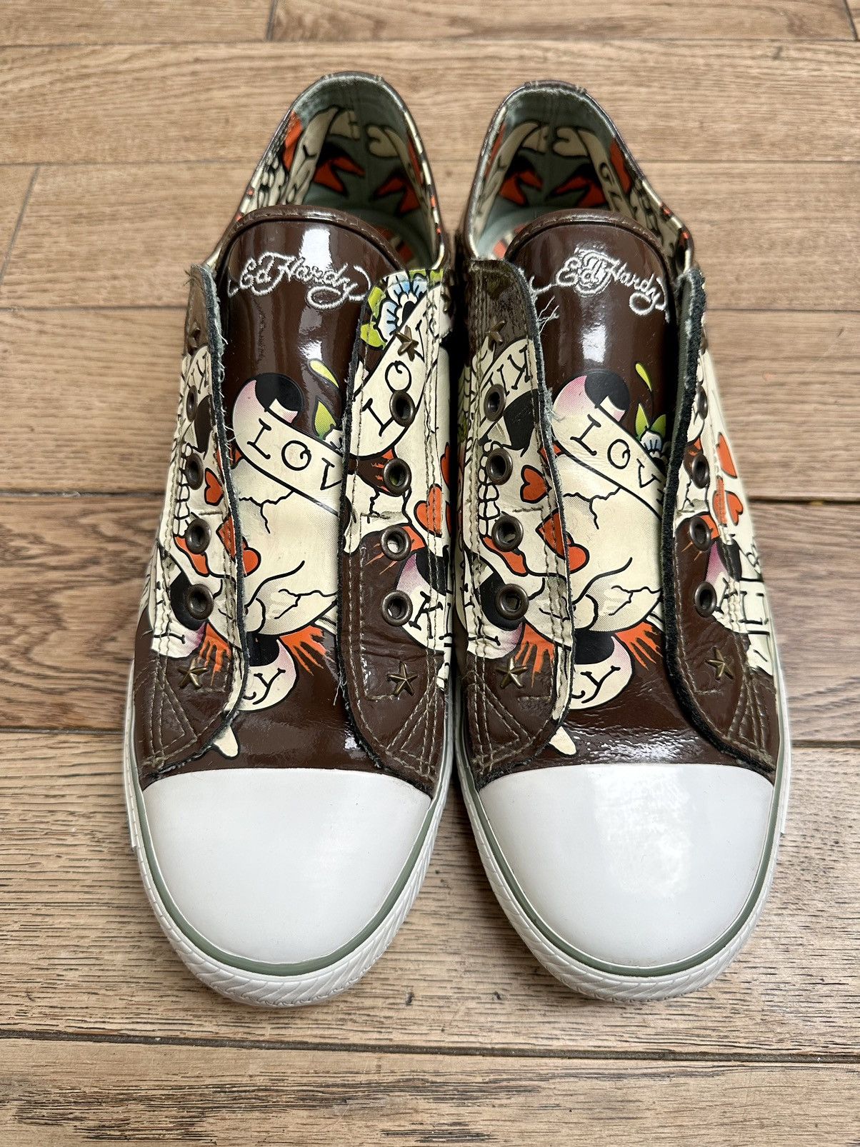Christian Audigier × Ed Hardy × Vintage 🕸️Vintage Ed Hardy Christian Audigier Sneakers Rare Y2K Skull Size US 11 / EU 44 - 4 Thumbnail