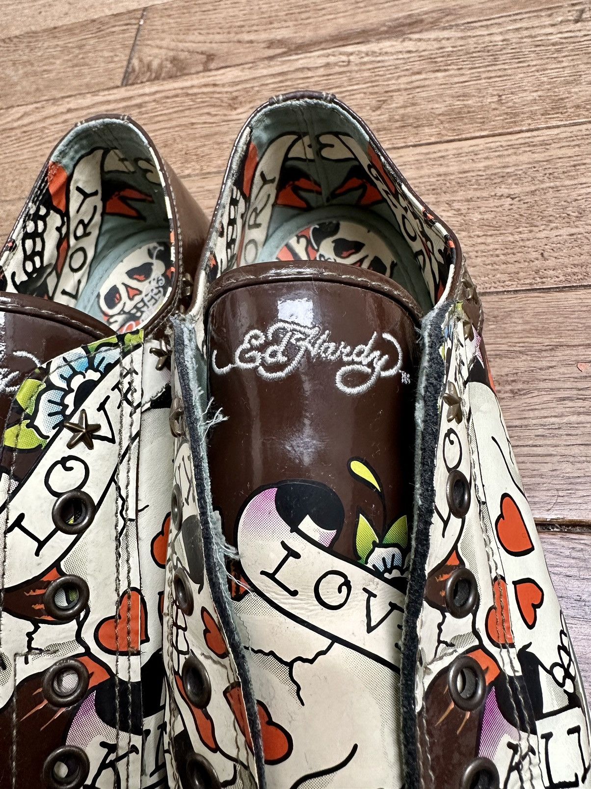 Christian Audigier × Ed Hardy × Vintage 🕸️Vintage Ed Hardy Christian Audigier Sneakers Rare Y2K Skull Size US 11 / EU 44 - 5 Thumbnail