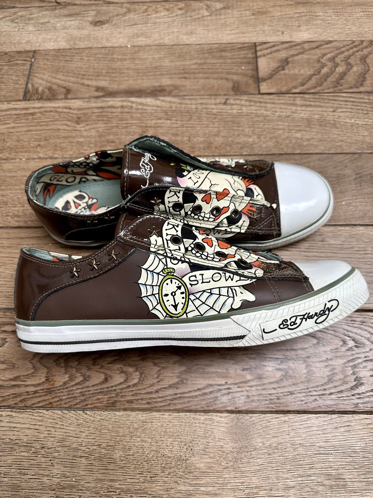 Christian Audigier × Ed Hardy × Vintage 🕸️Vintage Ed Hardy Christian Audigier Sneakers Rare Y2K Skull Size US 11 / EU 44 - 13 Thumbnail