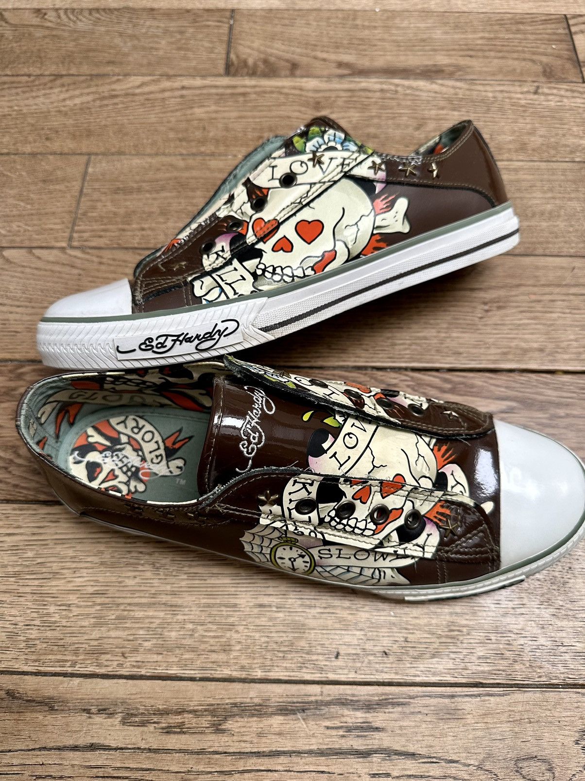 Christian Audigier × Ed Hardy × Vintage 🕸️Vintage Ed Hardy Christian Audigier Sneakers Rare Y2K Skull Size US 11 / EU 44 - 2 Thumbnail