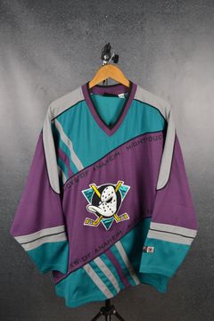 VINTAGE 90s CAMPRI ANAHEIM MIGHTY DUCKS 22 NHL HOCKEY JERSEY SZ: L – Stay  Alive vintage store