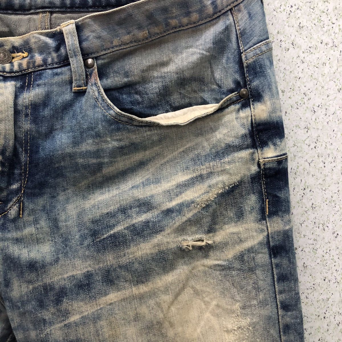 Japanese Brand ACID WASH DESIGN DENIM TORNADO MART REFINED REAL CLOTHES Size US 35 - 7 Thumbnail