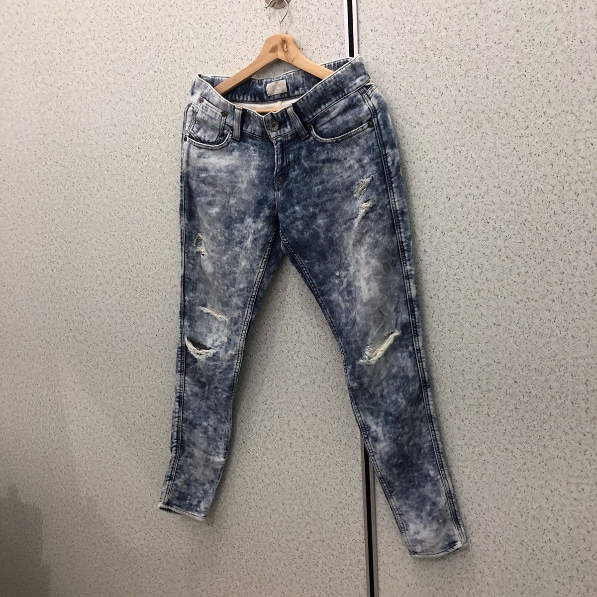 Japanese Brand ACID WASH SKINNY DENIM MOUSSY MADE IN JAPAN Size US 31 - 2 Thumbnail