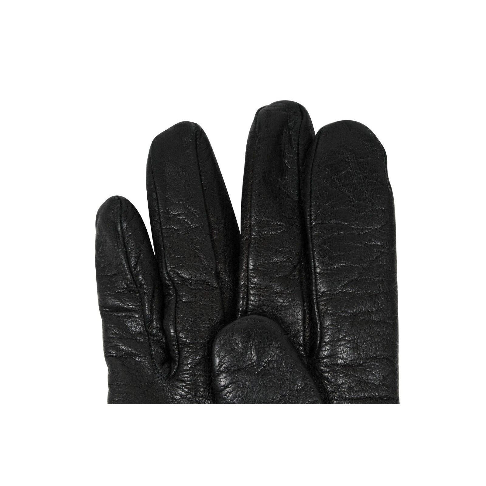 Malo Gloves Size 7.5 Black 100% Leather Cashmere Size ONE SIZE - 3 Thumbnail