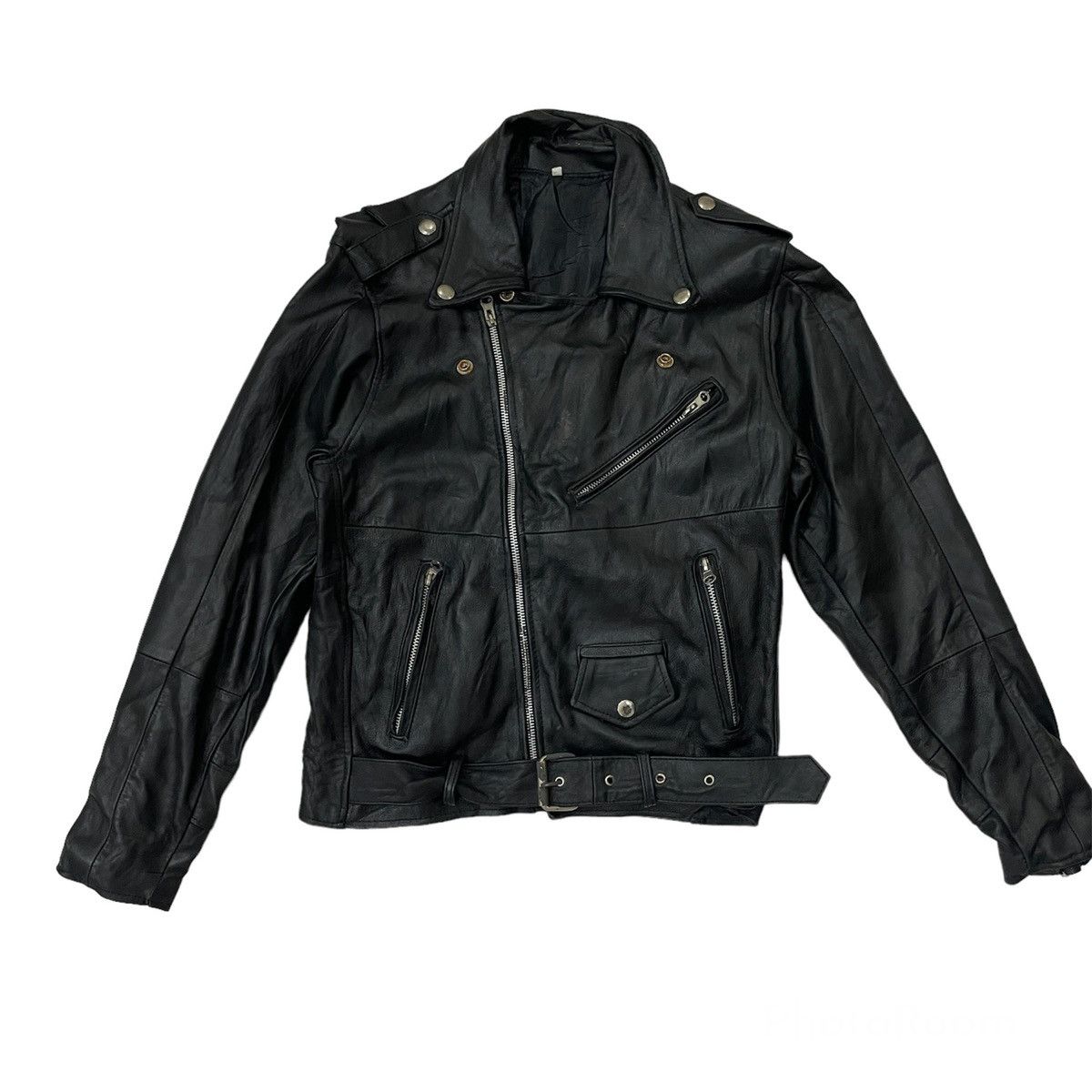 image of Leather Jacket x Seditionaries Vintage Unbranded Tactical Biker Jacket in Black, Men's (Size XS)