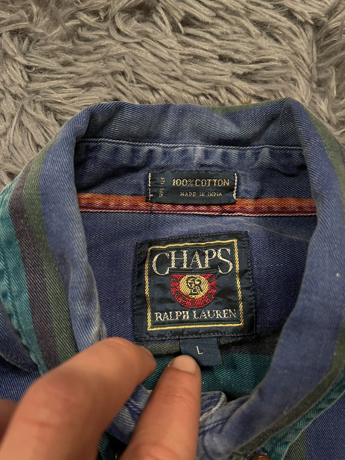 Polo Ralph Lauren × Vintage Ralph Lauren Chaps 90s vintage striped shirt Size US L / EU 52-54 / 3 - 2 Thumbnail