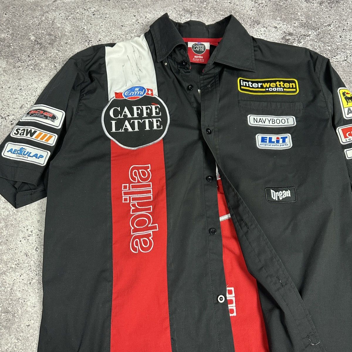 Vintage Vintage Formula 1 Signed Aprilia Caffe Latte racing shirt Size US L / EU 52-54 / 3 - 10 Thumbnail