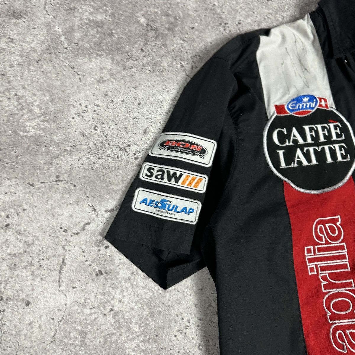 Vintage Vintage Formula 1 Signed Aprilia Caffe Latte racing shirt Size US L / EU 52-54 / 3 - 6 Thumbnail