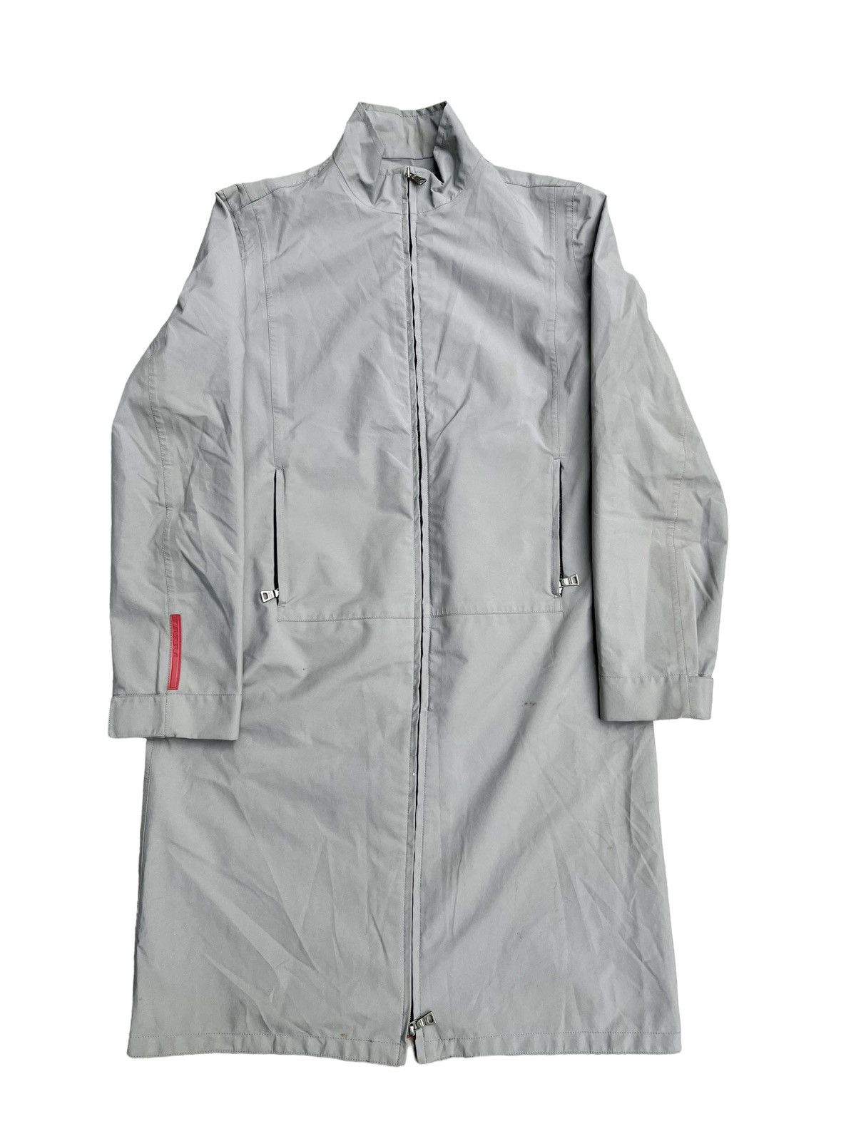 image of Archive Prada Linea Rossa Gore-Tex Coat Backzip Pocket Red in Grey, Men's (Size Small)