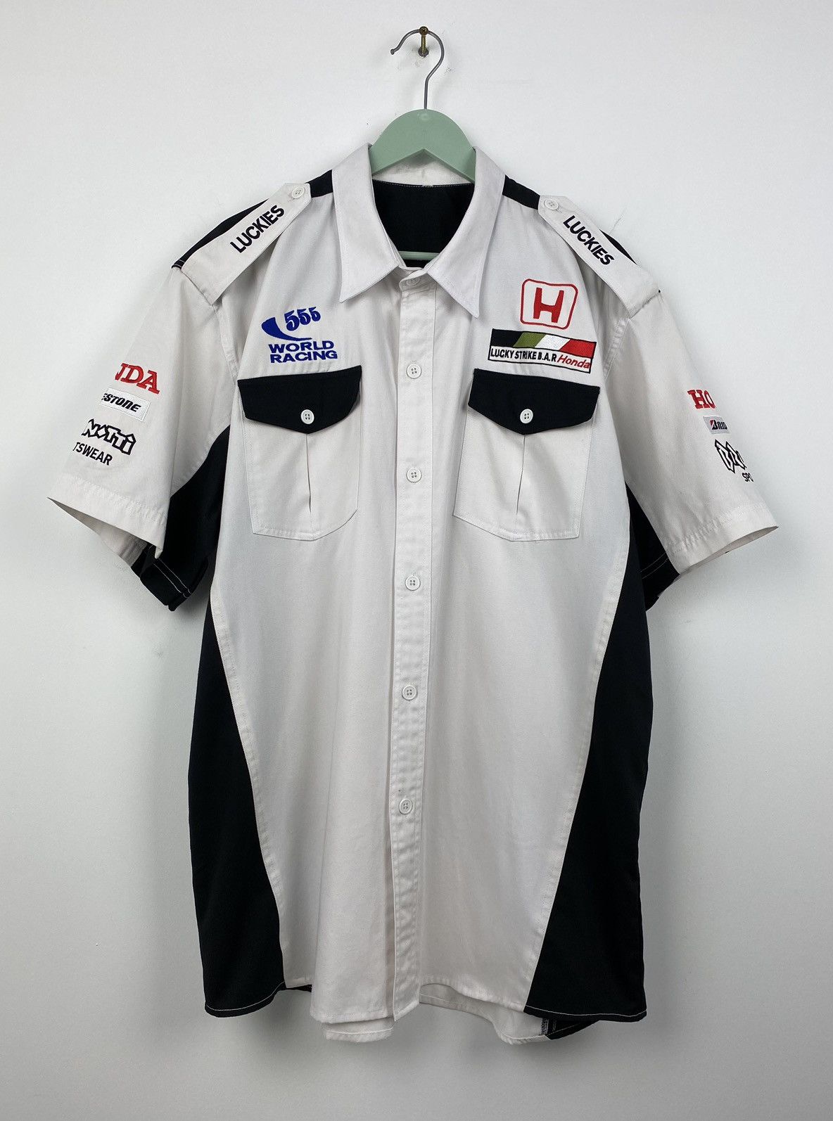 Image of Vintage Lucky Strike Honda Racing Team Shirt Marlboro Bmw in Black/White, Men's (Size 2XL)