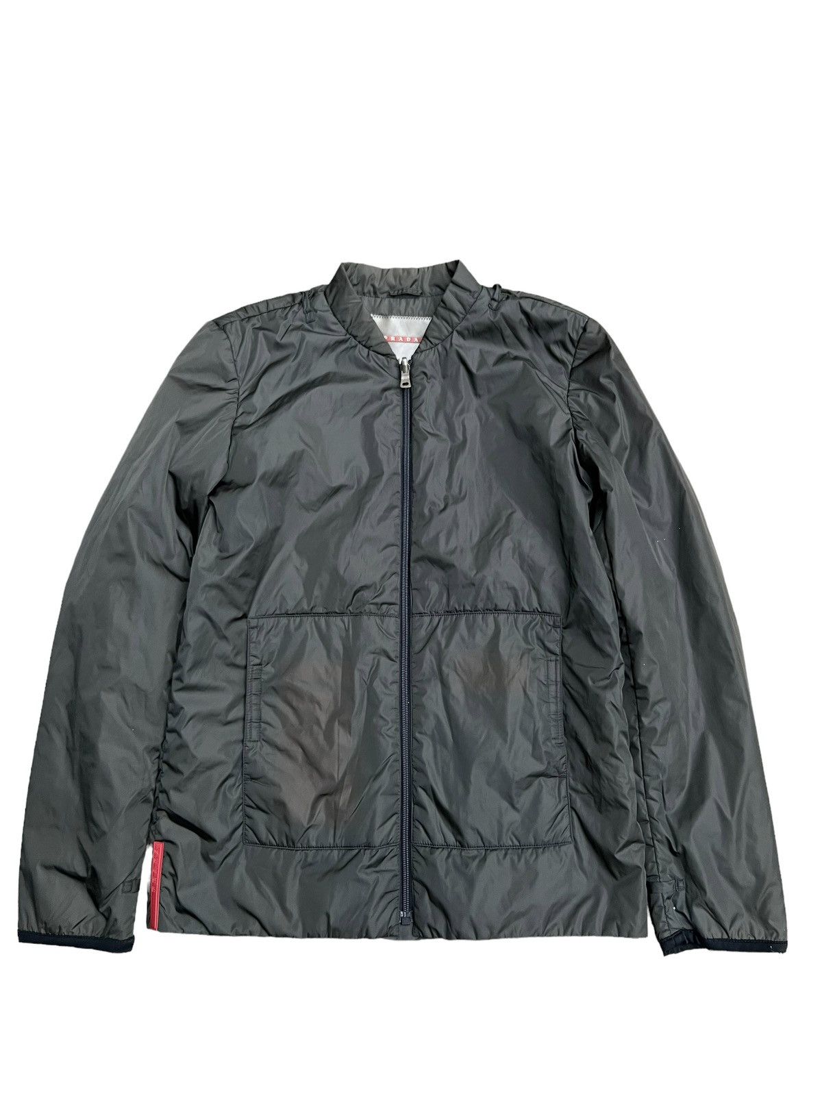 image of Archive Prada Linea Rossa Padded Bomber Jacket Red Tab in Black, Men's (Size Small)