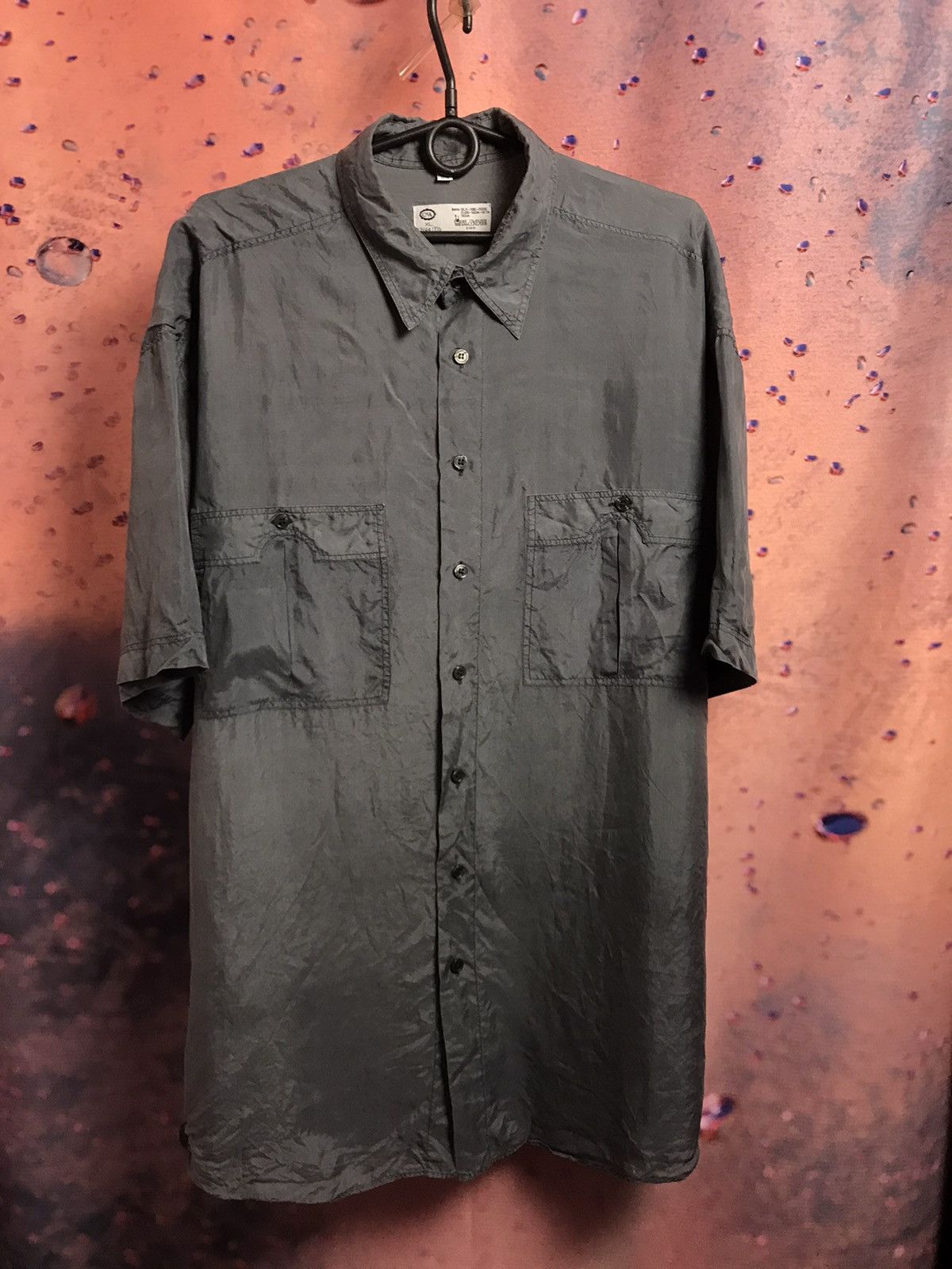 Vintage Vintage streetwear grey silk shirt Size US XL / EU 56 / 4 - 2 Thumbnail