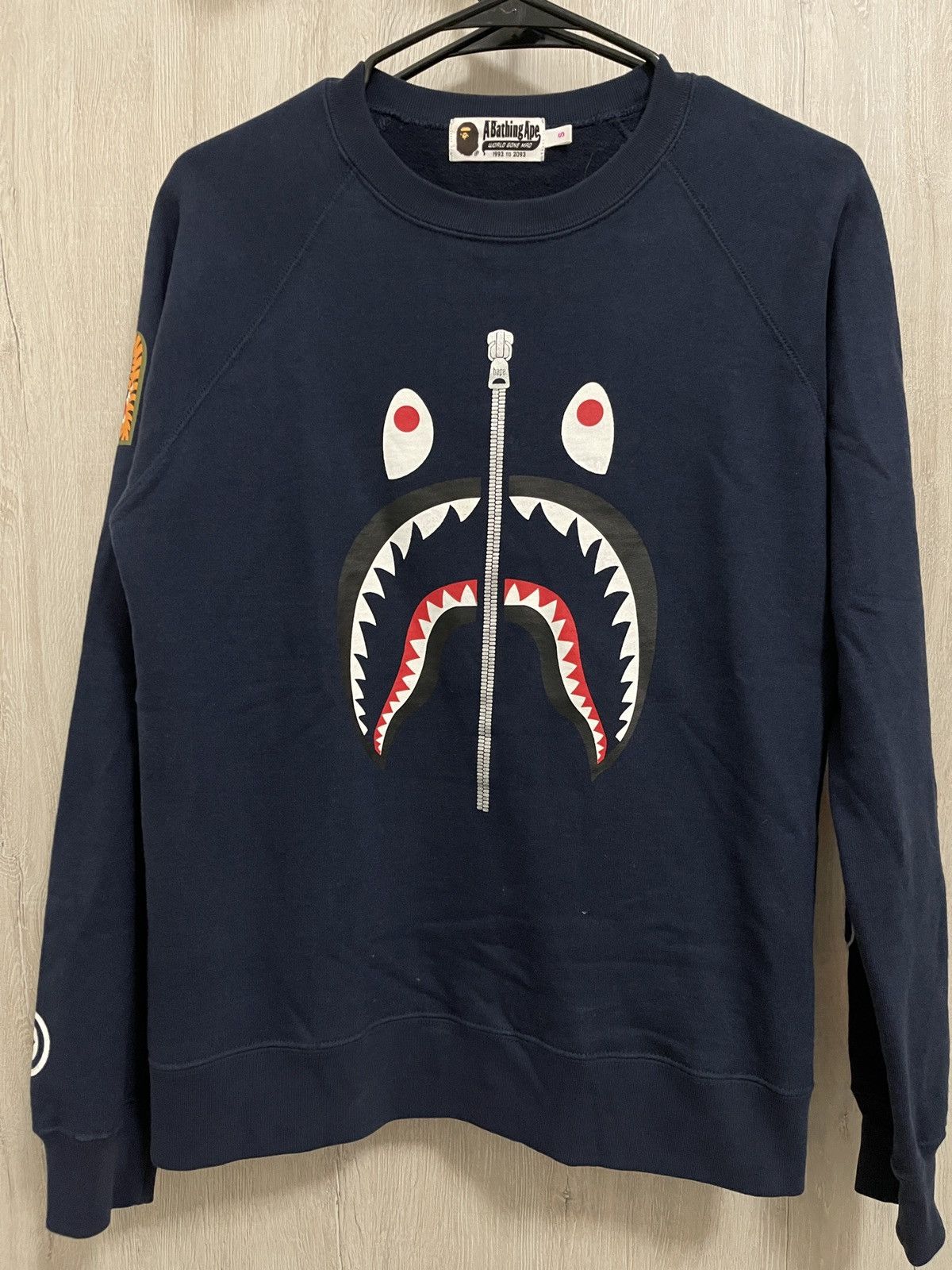 image of Bape Shark Crewneck in Navy, Women's (Size Small)