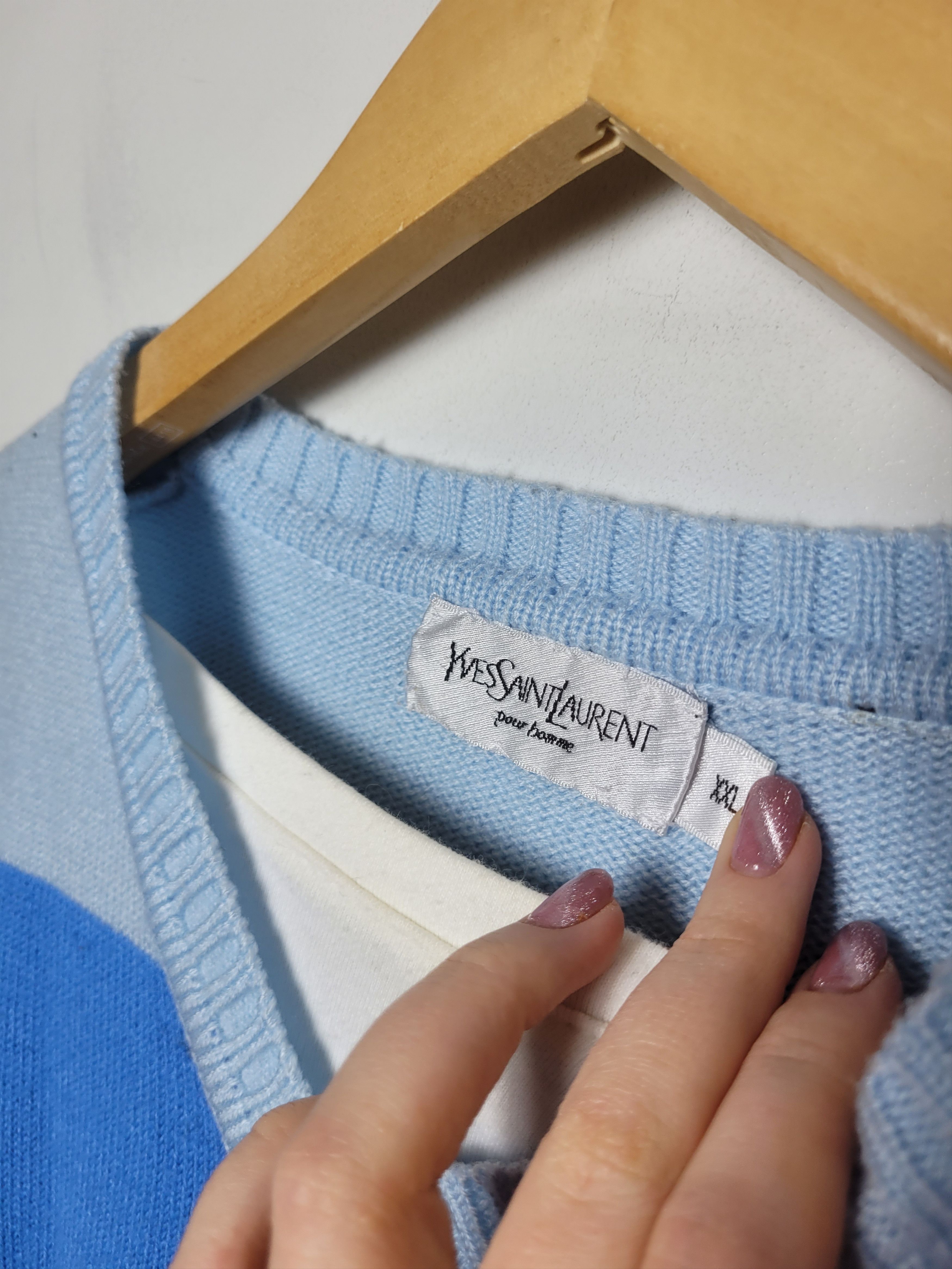 Vintage × Yves Saint Laurent Yves Saint Laurent slp blue striped sweatshirt Size US XXL / EU 58 / 5 - 6 Thumbnail