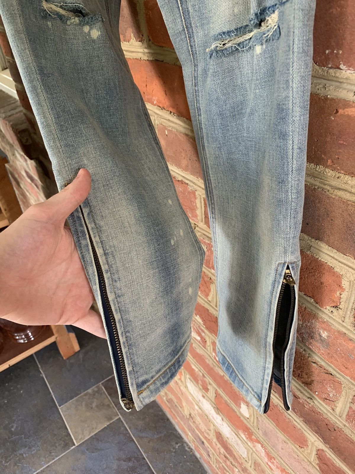 Number (N)ine Number (N)ine Light Blue Wash Denim w/ Side Zippers Size US 30 / EU 46 - 18 Thumbnail