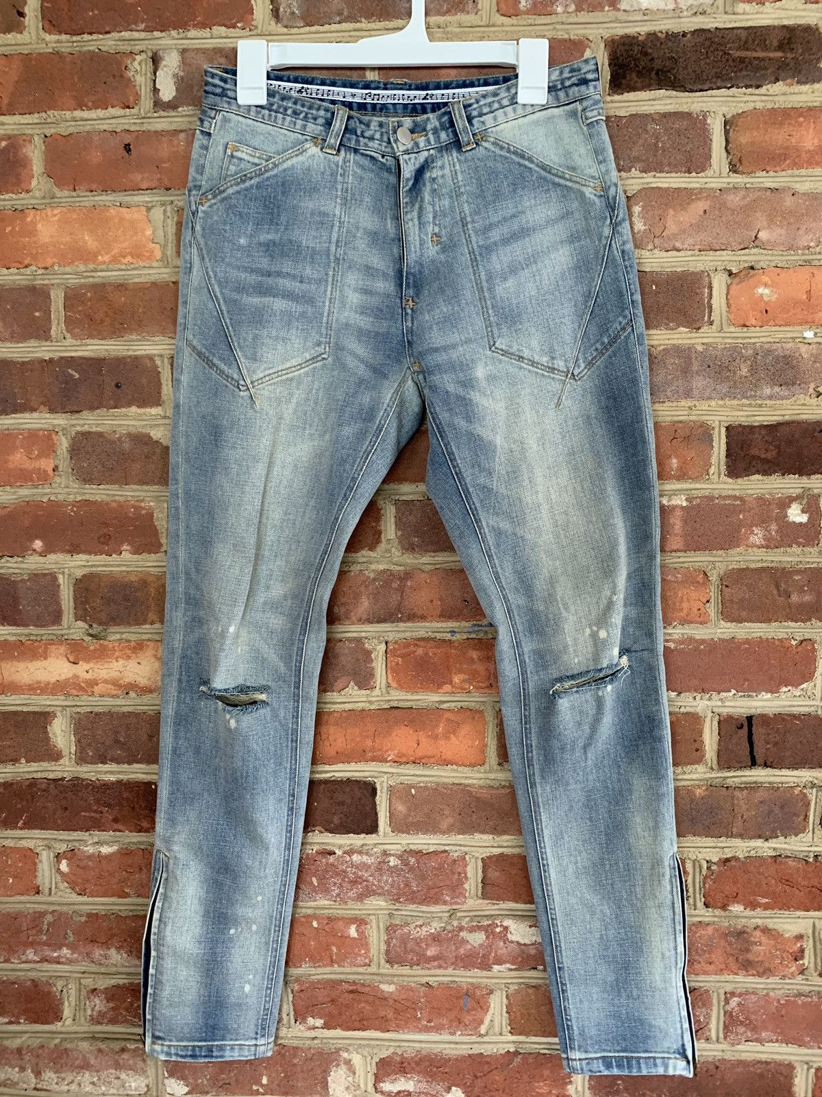 Number (N)ine Number (N)ine Light Blue Wash Denim w/ Side Zippers Size US 30 / EU 46 - 1 Thumbnail