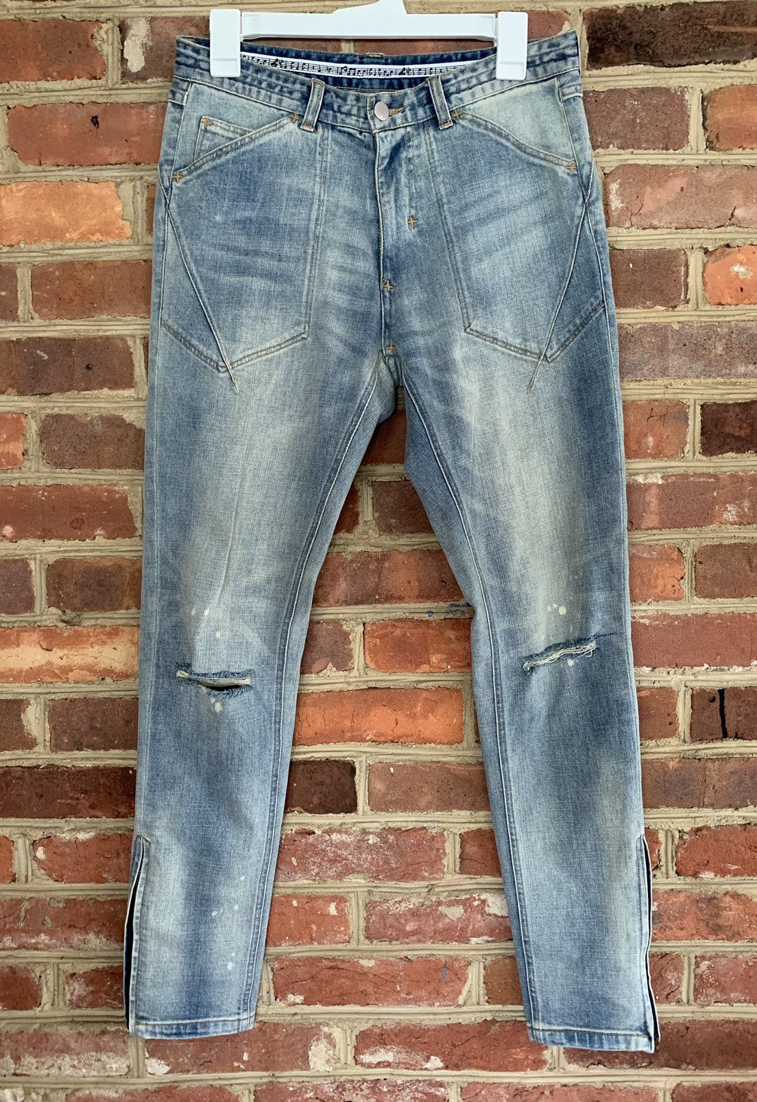 Number (N)ine Number (N)ine Light Blue Wash Denim w/ Side Zippers Size US 30 / EU 46 - 2 Thumbnail