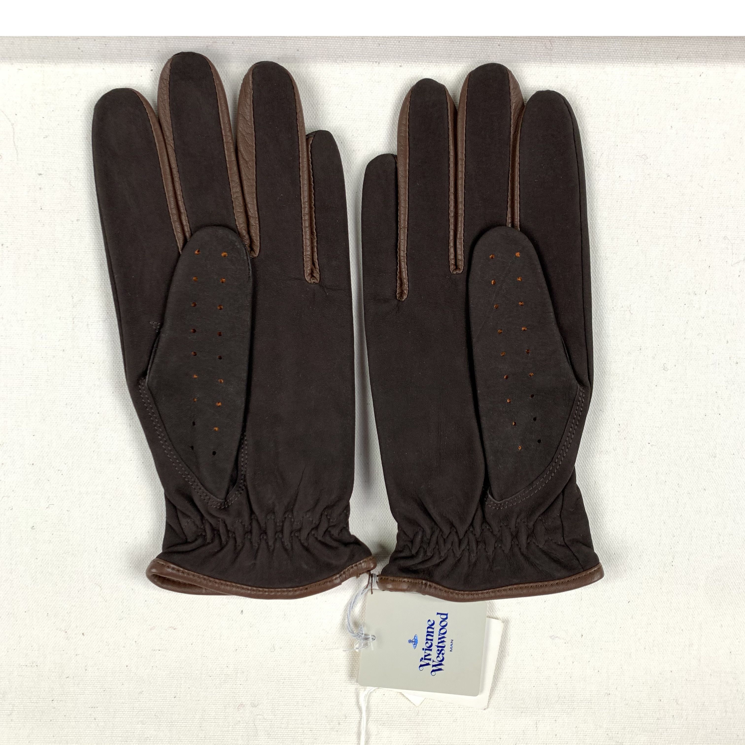 Vivienne Westwood Motorcycle Leather Gloves (Brown) Size ONE SIZE - 3 Thumbnail