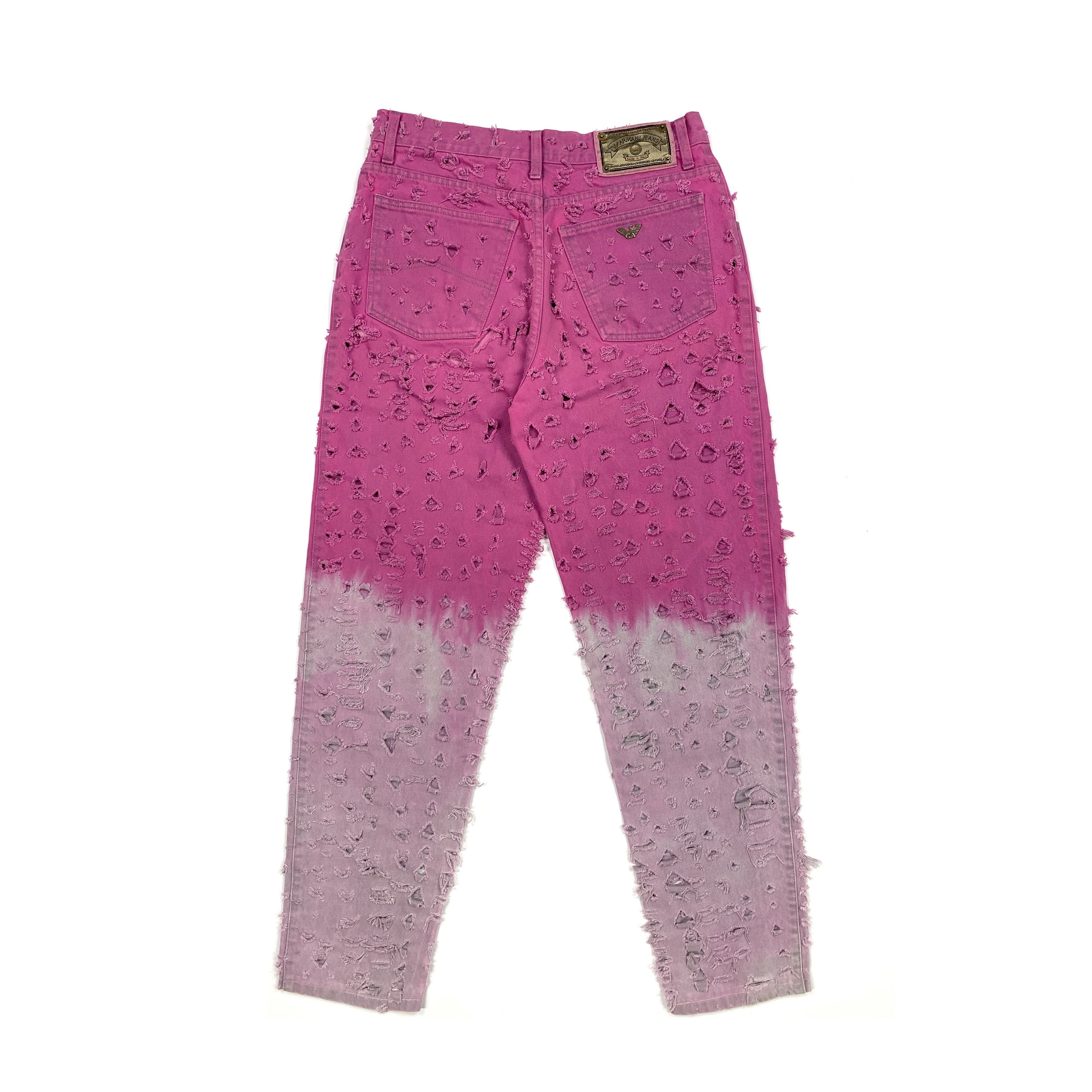 Armani Vintage 80s Distressed Dip Dye Denim Jeans Size US 32 / EU 48 - 2 Thumbnail