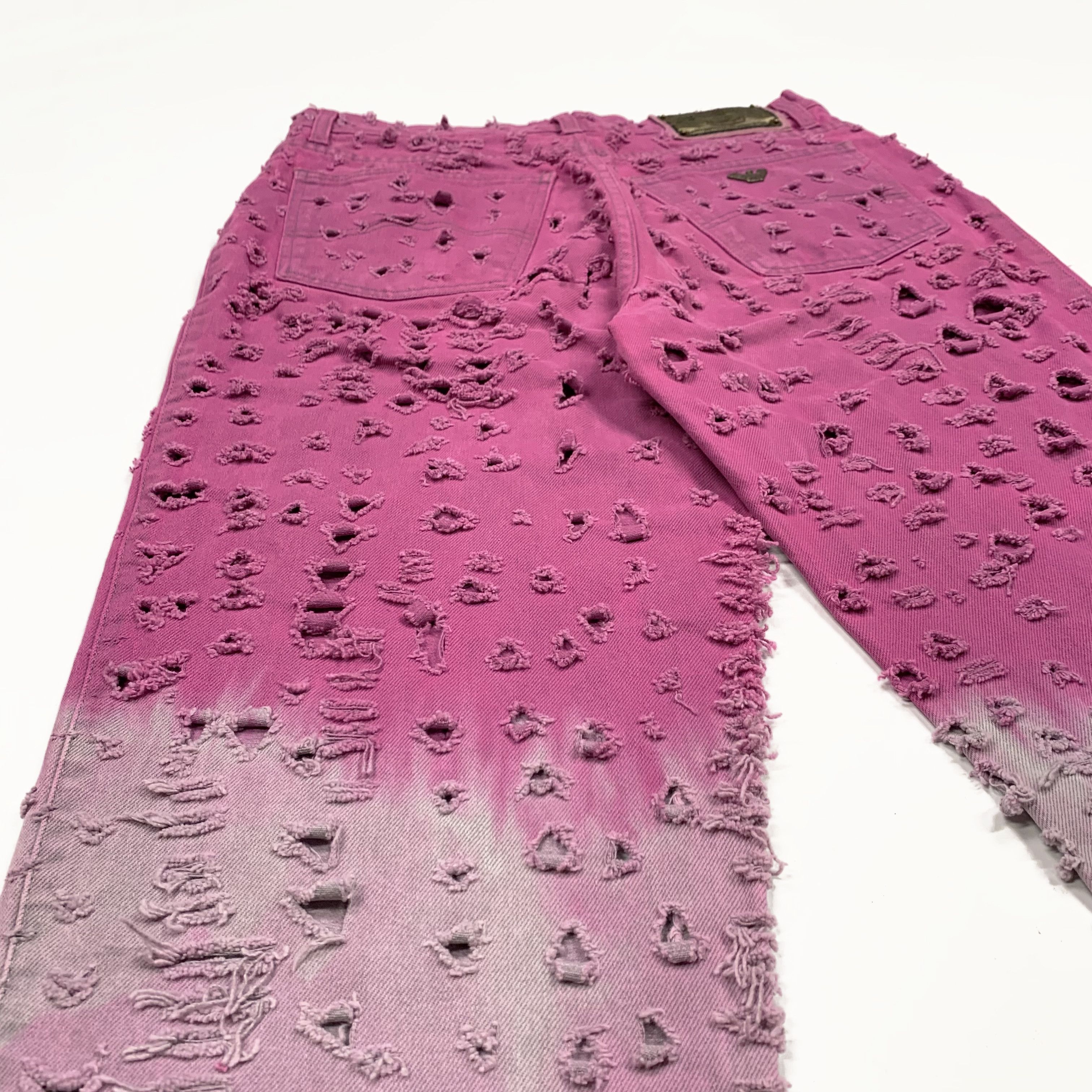 Armani Vintage 80s Distressed Dip Dye Denim Jeans Size US 32 / EU 48 - 5 Thumbnail