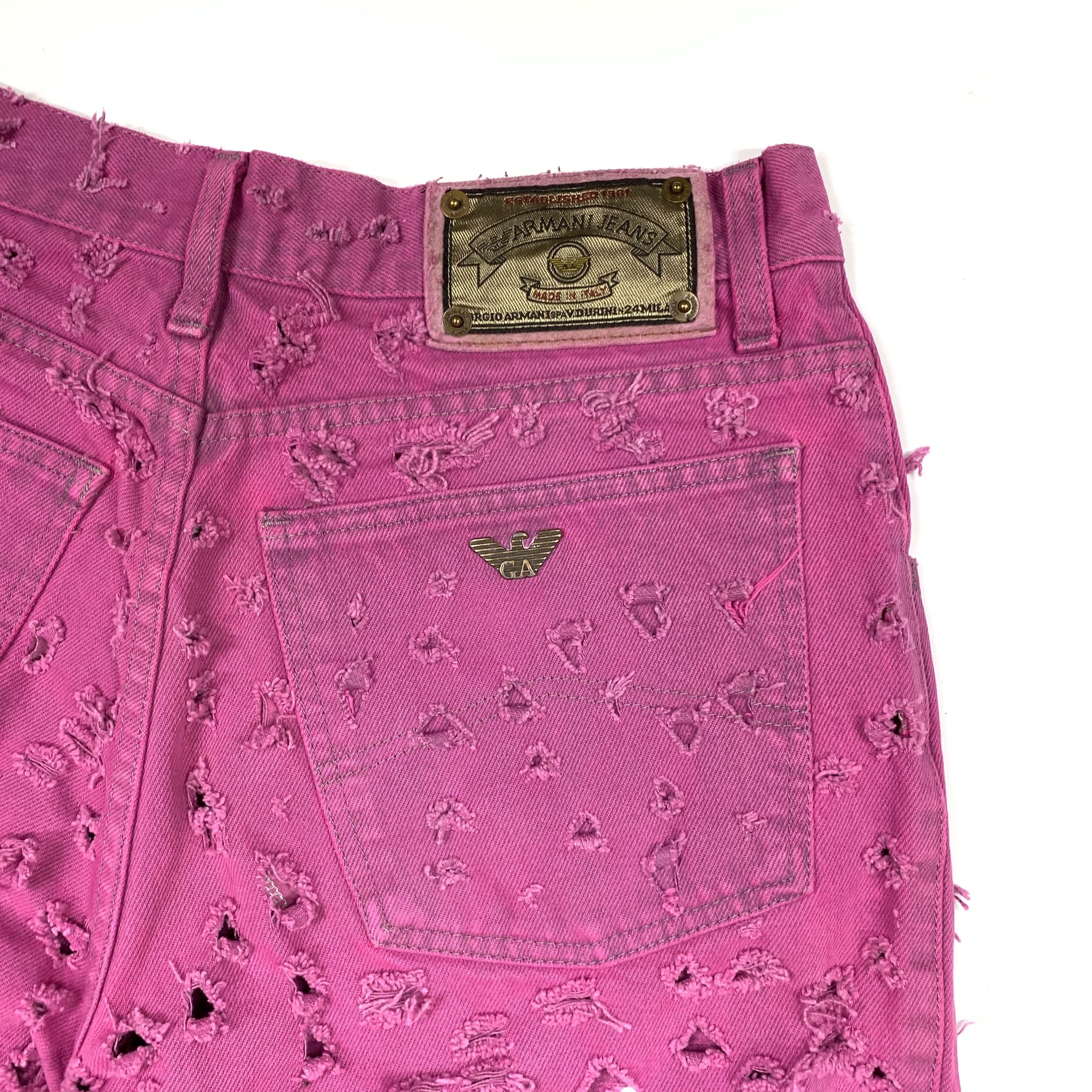Armani Vintage 80s Distressed Dip Dye Denim Jeans Size US 32 / EU 48 - 9 Thumbnail
