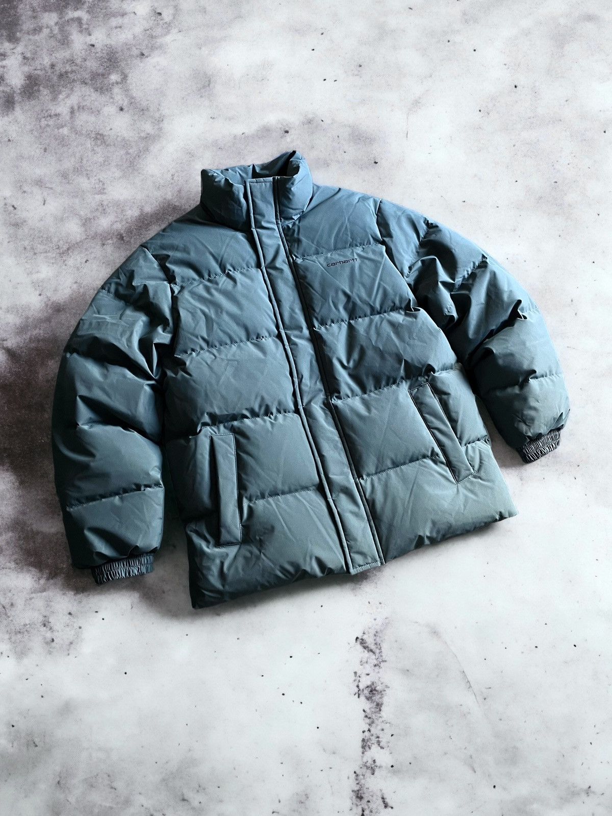 image of Carhartt Danville Storm Blue Down Puffer Jacket, Men's (Size Small)