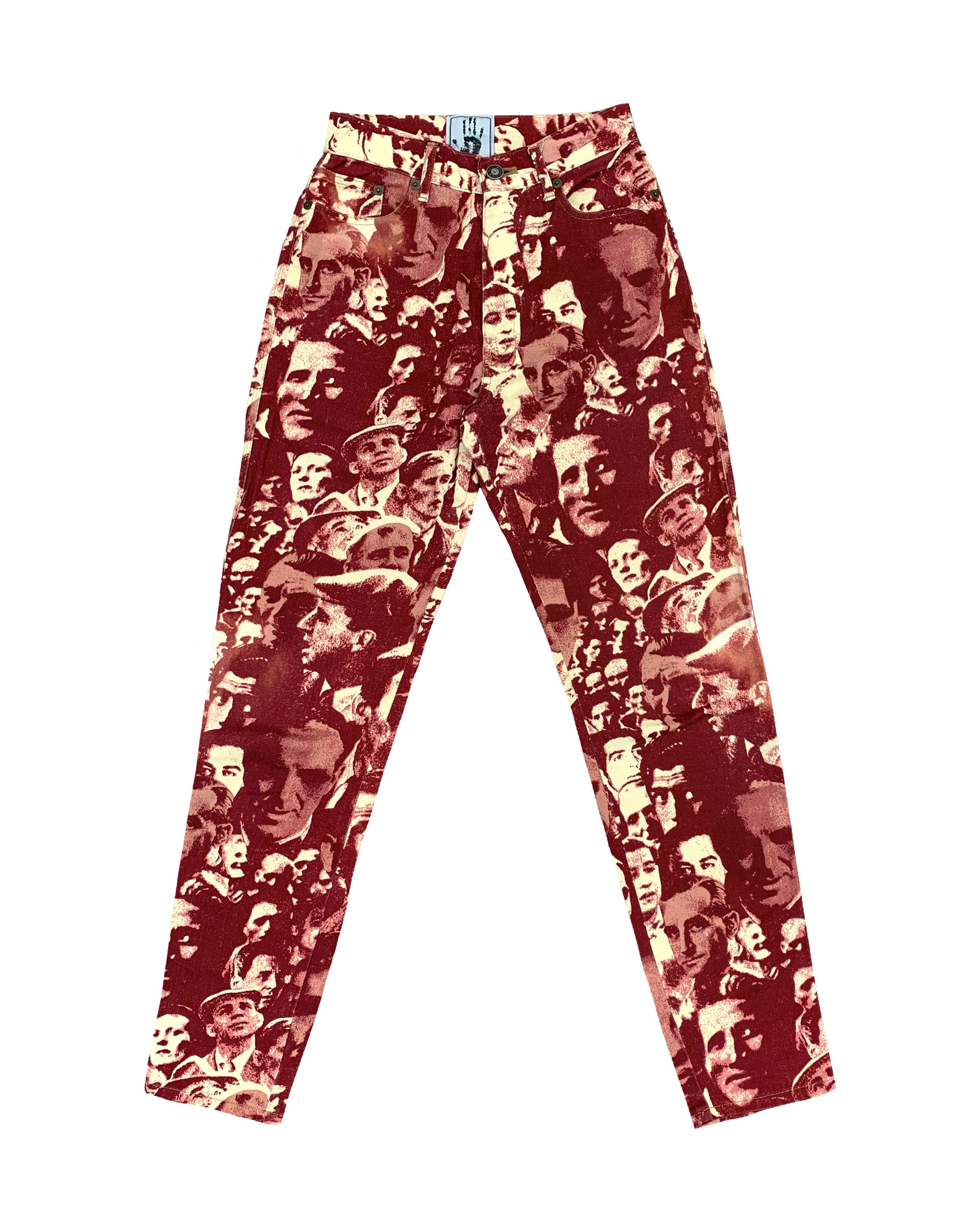 Jean Paul Gaultier Vtg Face Camo Denim Jeans Size 28" / US 6 / IT 42 - 1 Thumbnail