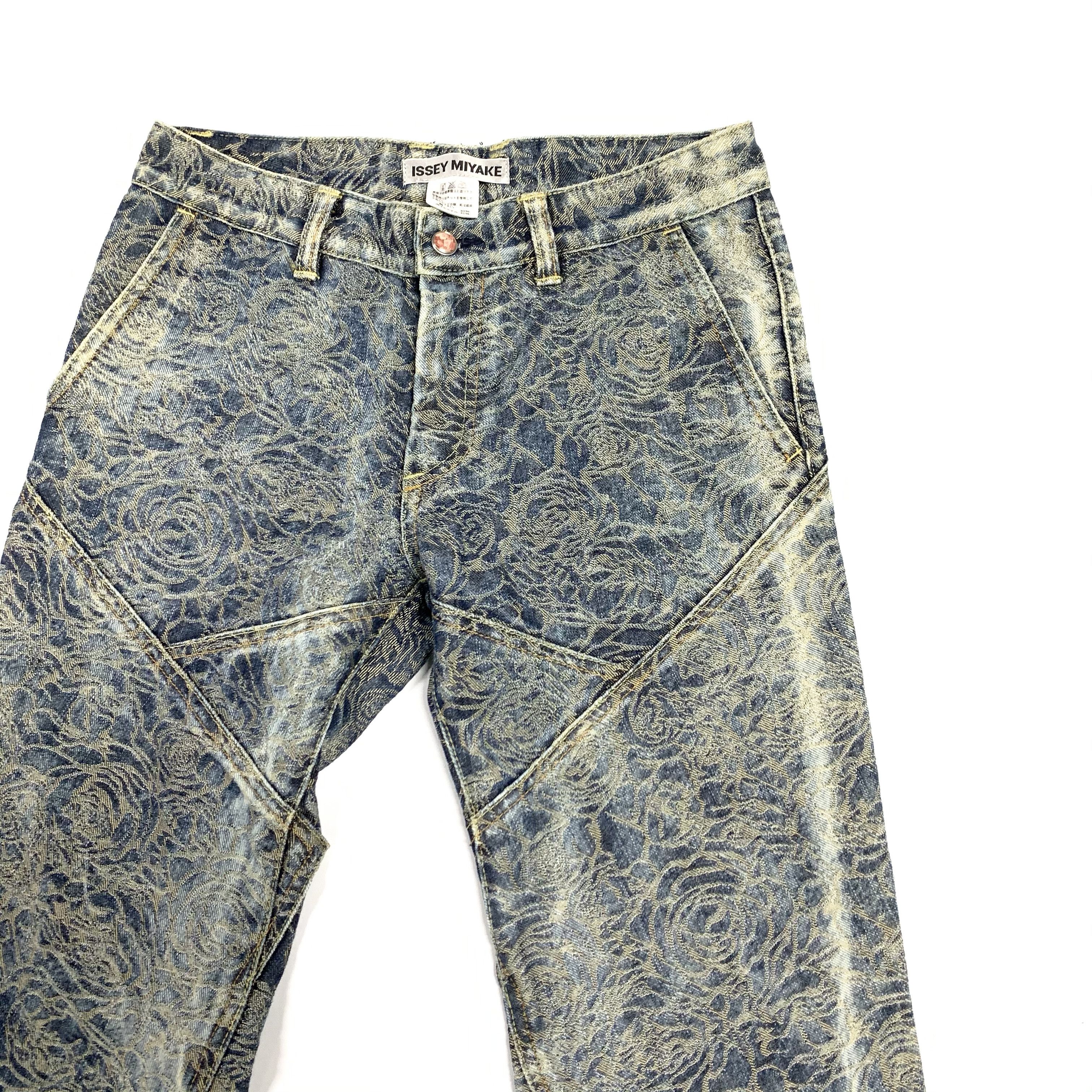 Issey Miyake 2007 Rose Weave Split Denim Jeans Size 28" / US 6 / IT 42 - 2 Thumbnail