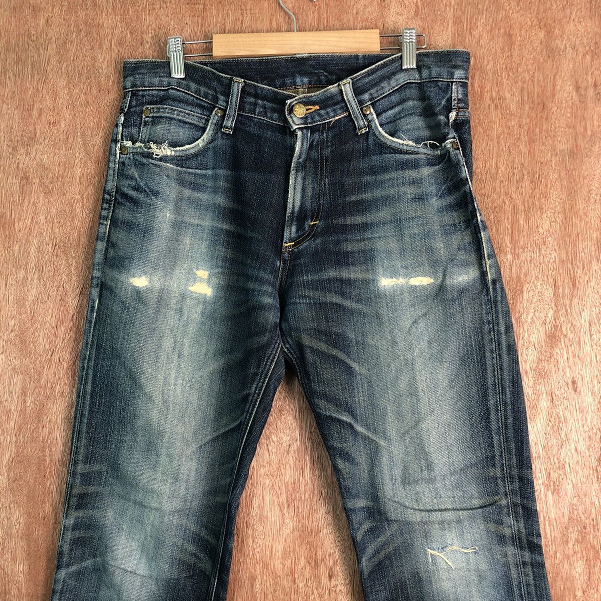 Lee × Vintage Lee Blue Denim distressed Jeans Pants #c304 Size US 31 - 2 Thumbnail