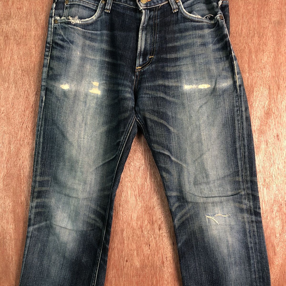 Lee × Vintage Lee Blue Denim distressed Jeans Pants #c304 Size US 31 - 4 Thumbnail
