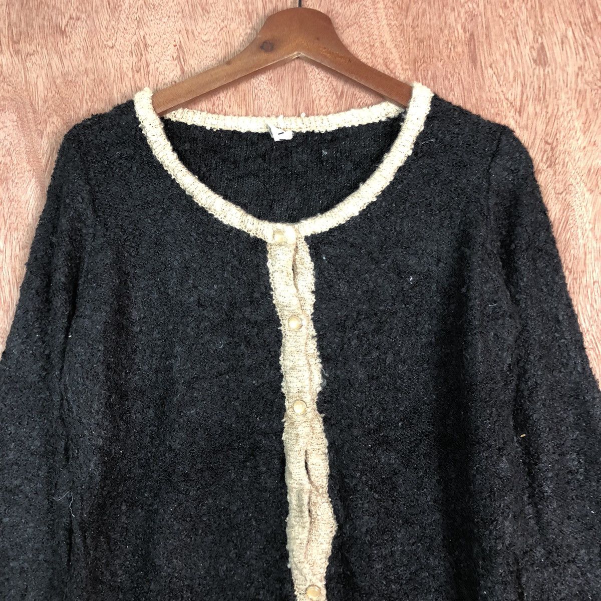 Homespun Knitwear DLL Vis Black cardigan fleece Mohair Shaggy knitwear #c368 Size US M / EU 48-50 / 2 - 2 Thumbnail