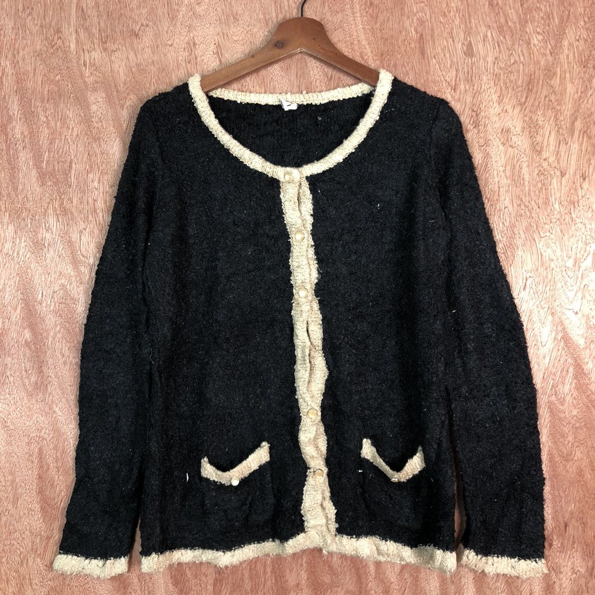Homespun Knitwear DLL Vis Black cardigan fleece Mohair Shaggy knitwear #c368 Size US M / EU 48-50 / 2 - 3 Thumbnail