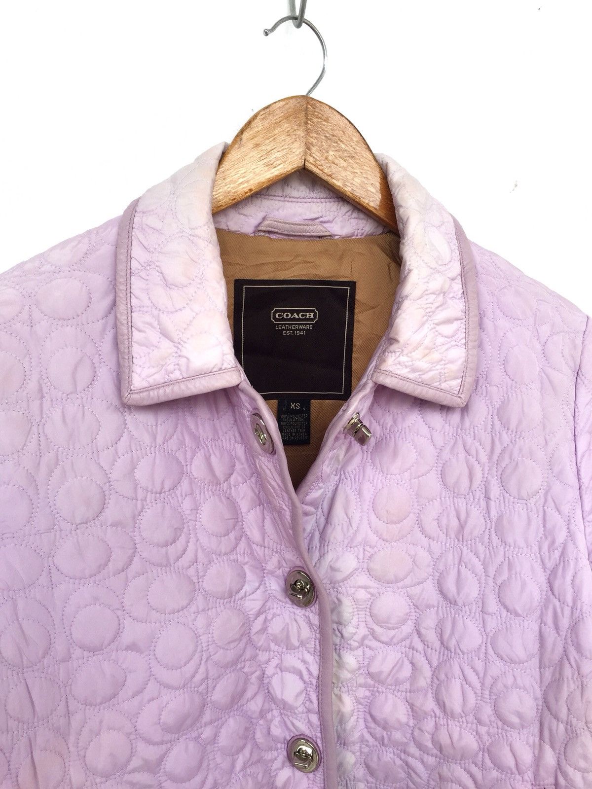 SICK🔥Coach Monogram Polyester Purple Bomber Jacket