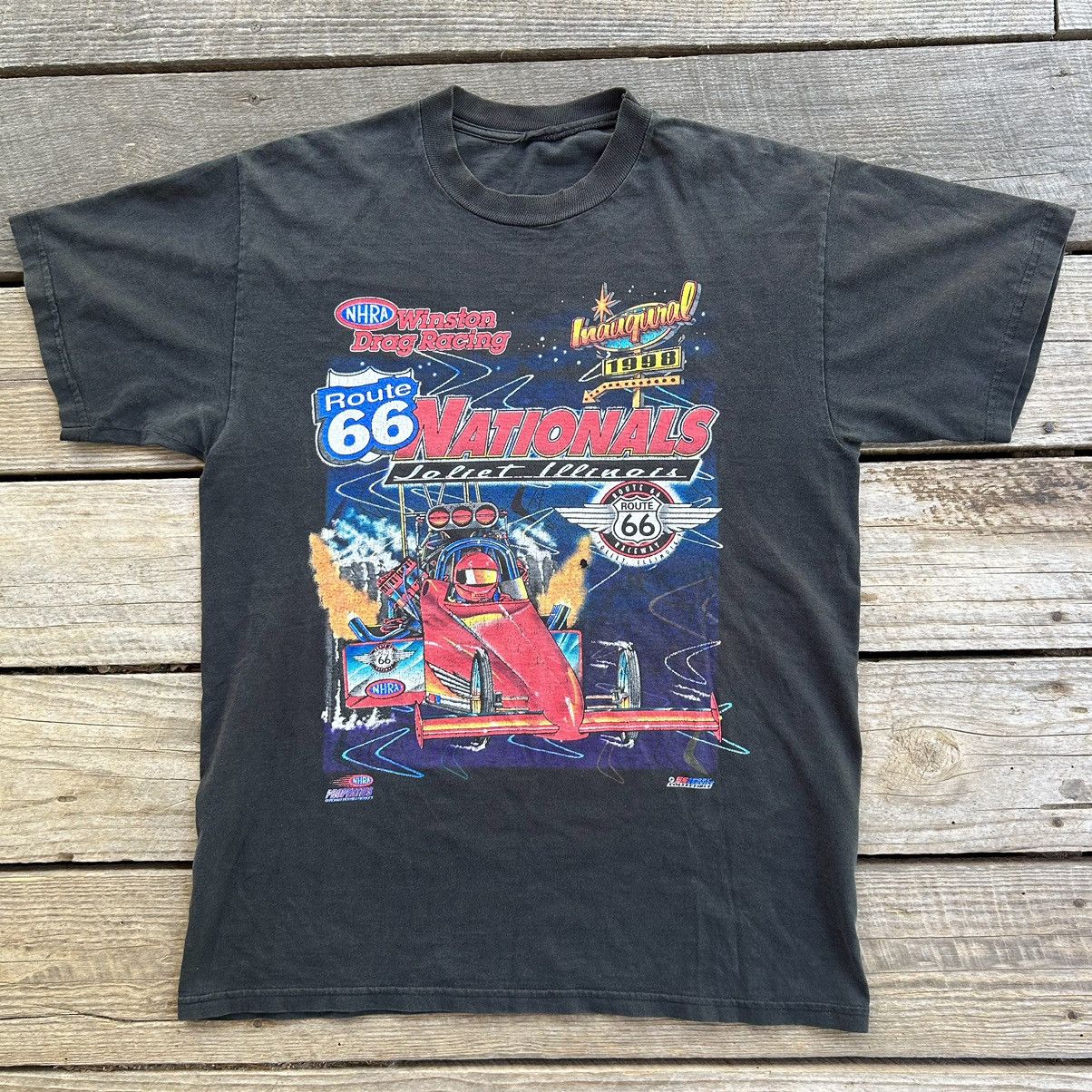 Vintage Vintage 1998 Faded NHRA Drag Racing Route 66 Raceway T Shirt ...