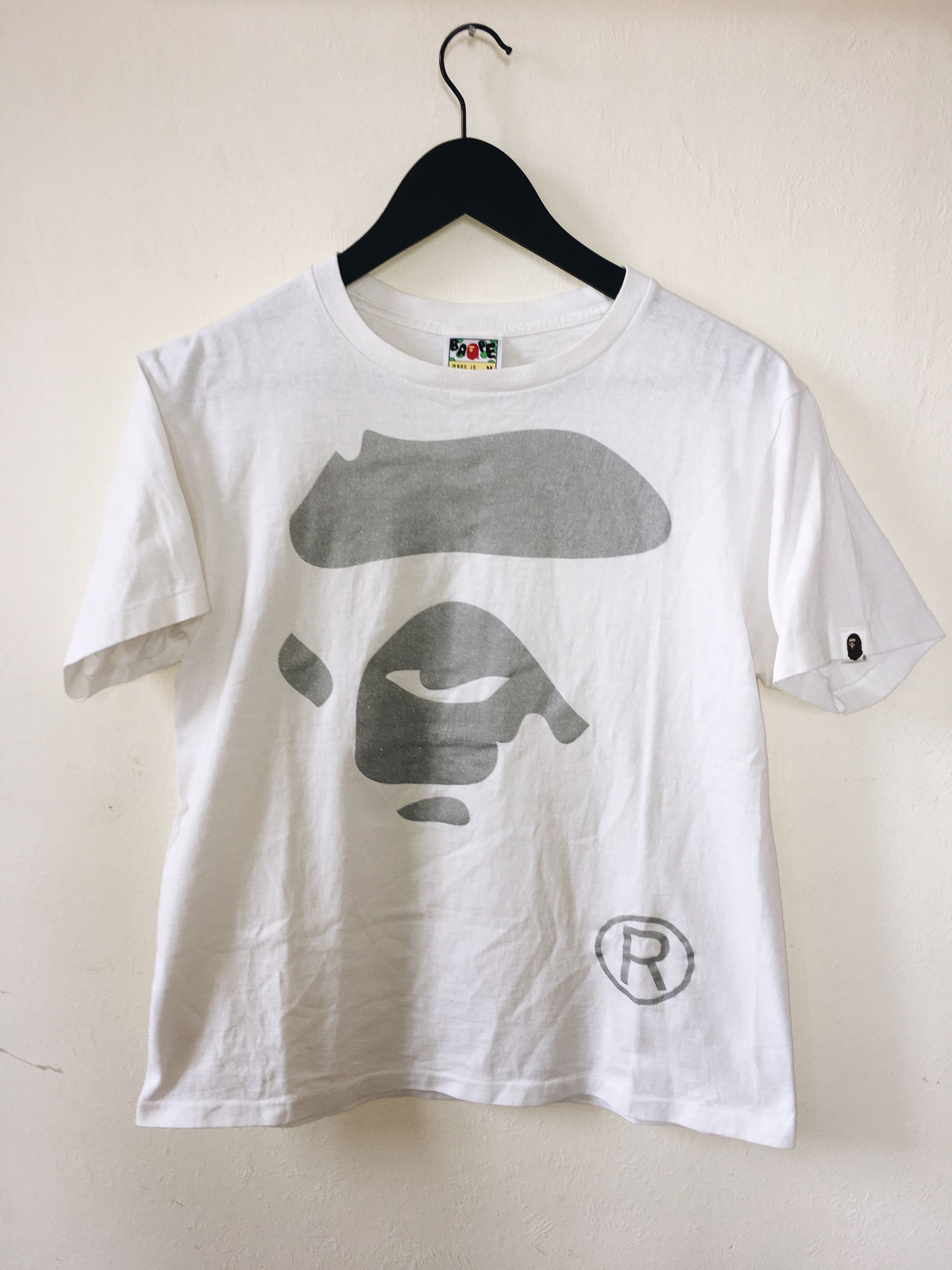 Bape Bape A Bathing Ape Grey Big Ape Face T-shirt White | Grailed