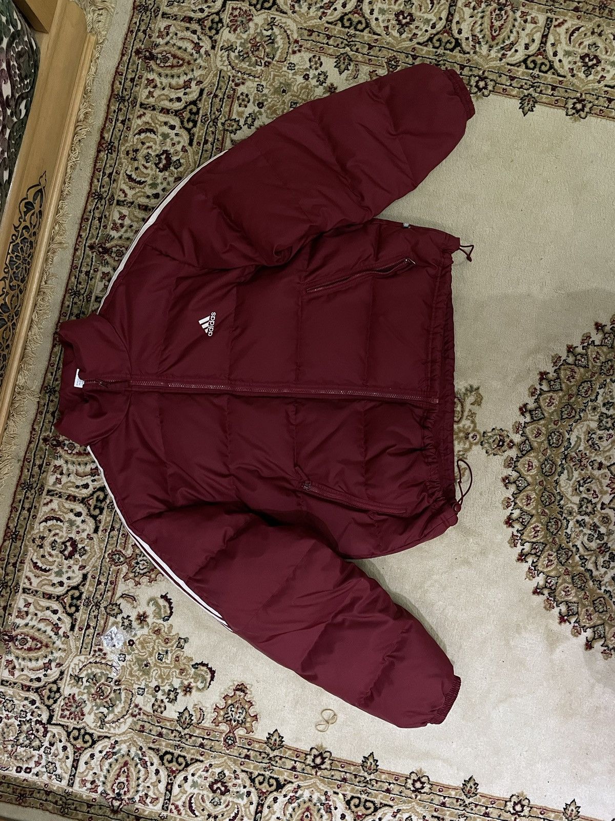 image of 2001 Adidas Vintage Puffer Down Jacket in Red, Men's (Size Medium)
