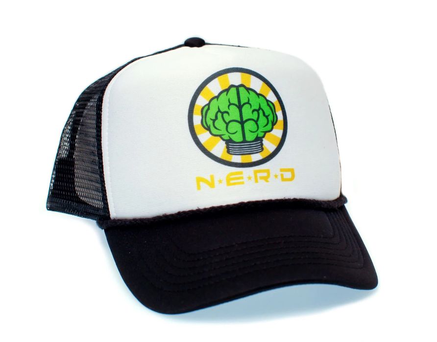 Vintage NERD Vintage Trucker Hat Merch N.E.R.D. Pharrell White Gold ...