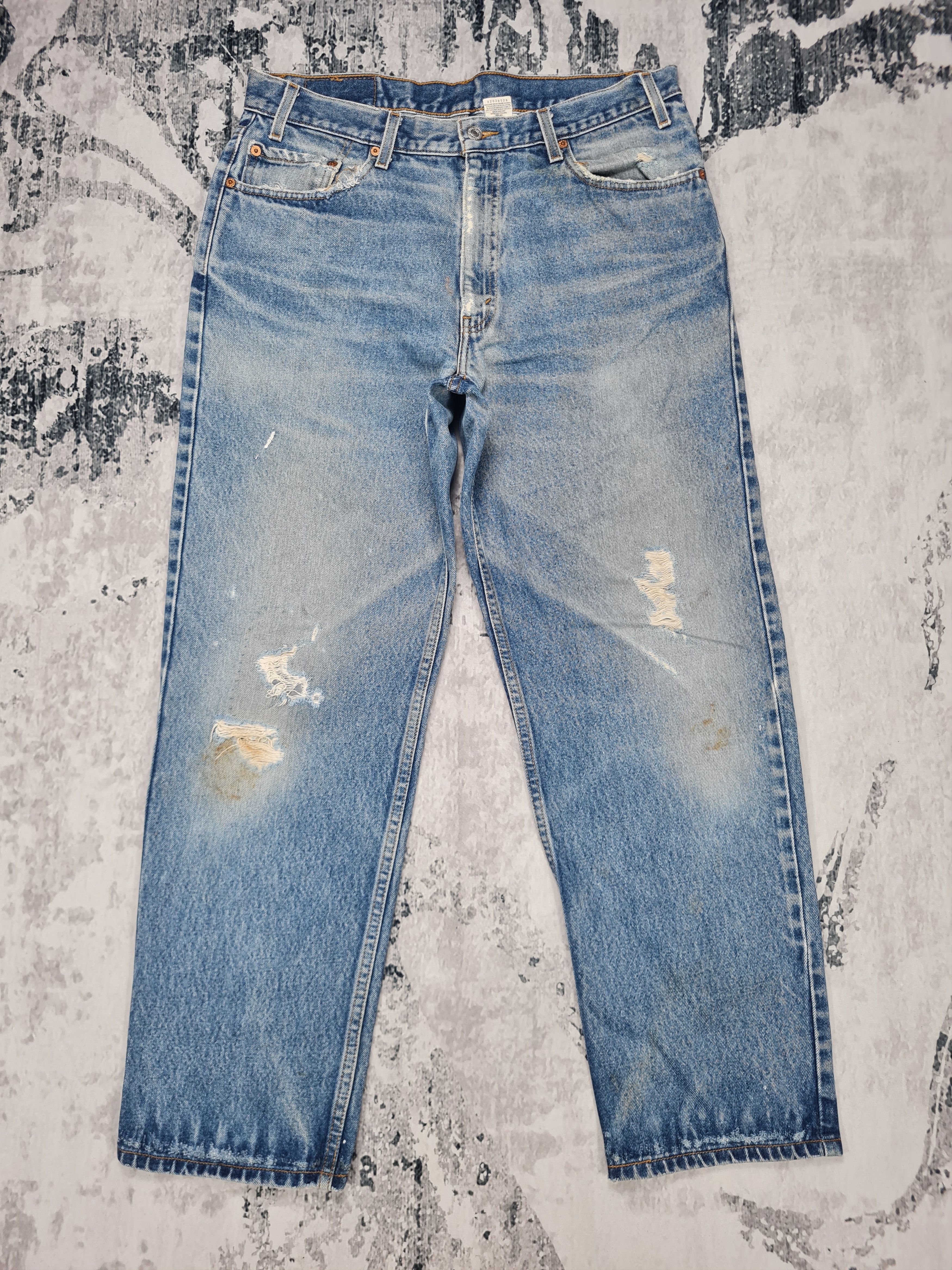 image of Distressed Denim x Levis Vintage Clothing VTG Levis 550 Stone Wash Distressed 35X29.5 Jeans L0203 i