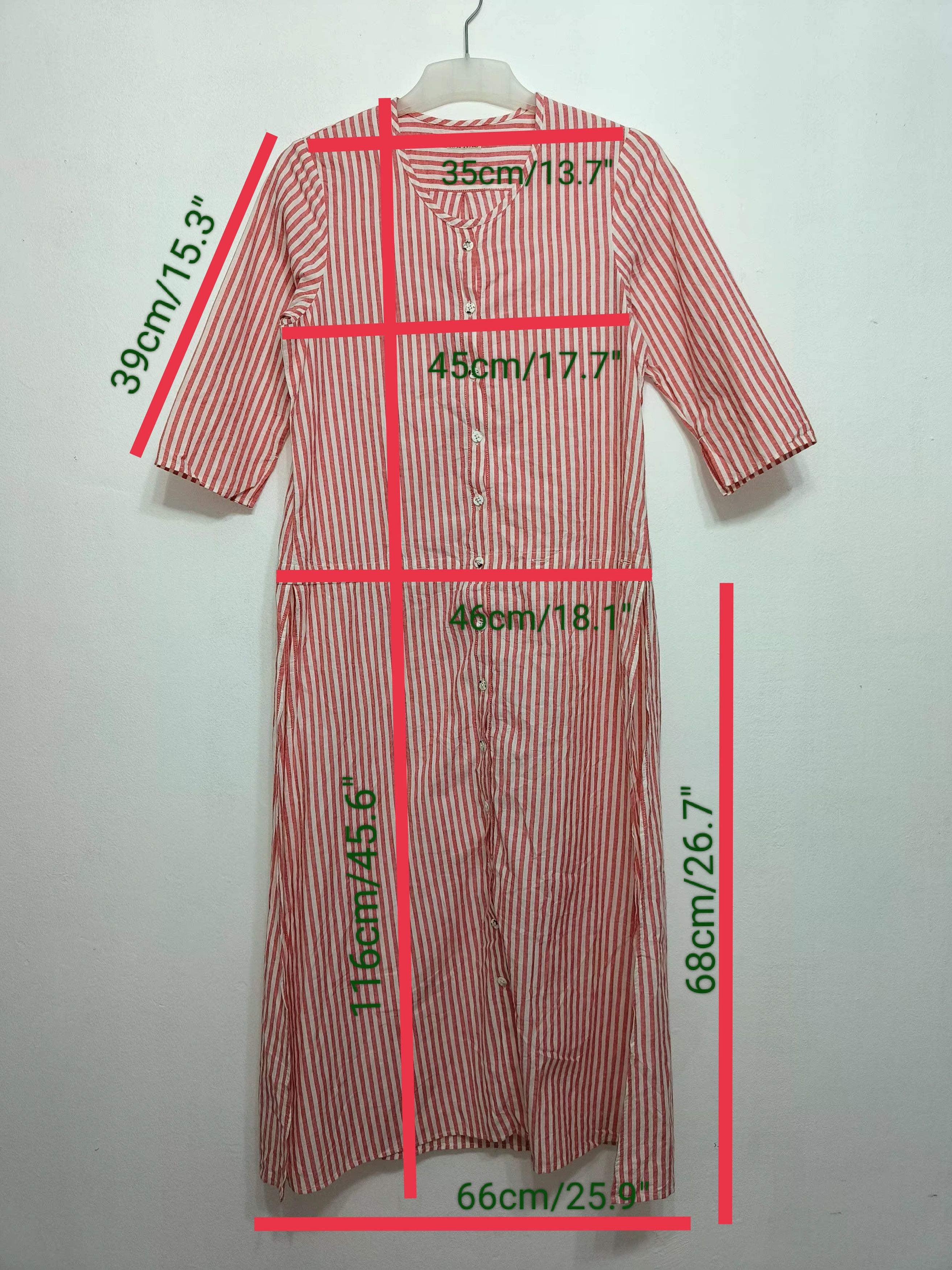 Kapital Kapital Pink Striped Womens Long Shirt Button Avant Garde Size XS / US 0-2 / IT 36-38 - 9 Thumbnail