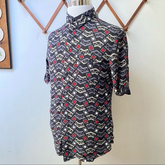 Eleven Paris NWT Eleven Paris Geometric Viscose Snap Button Shirt Size US M / EU 48-50 / 2 - 9 Thumbnail
