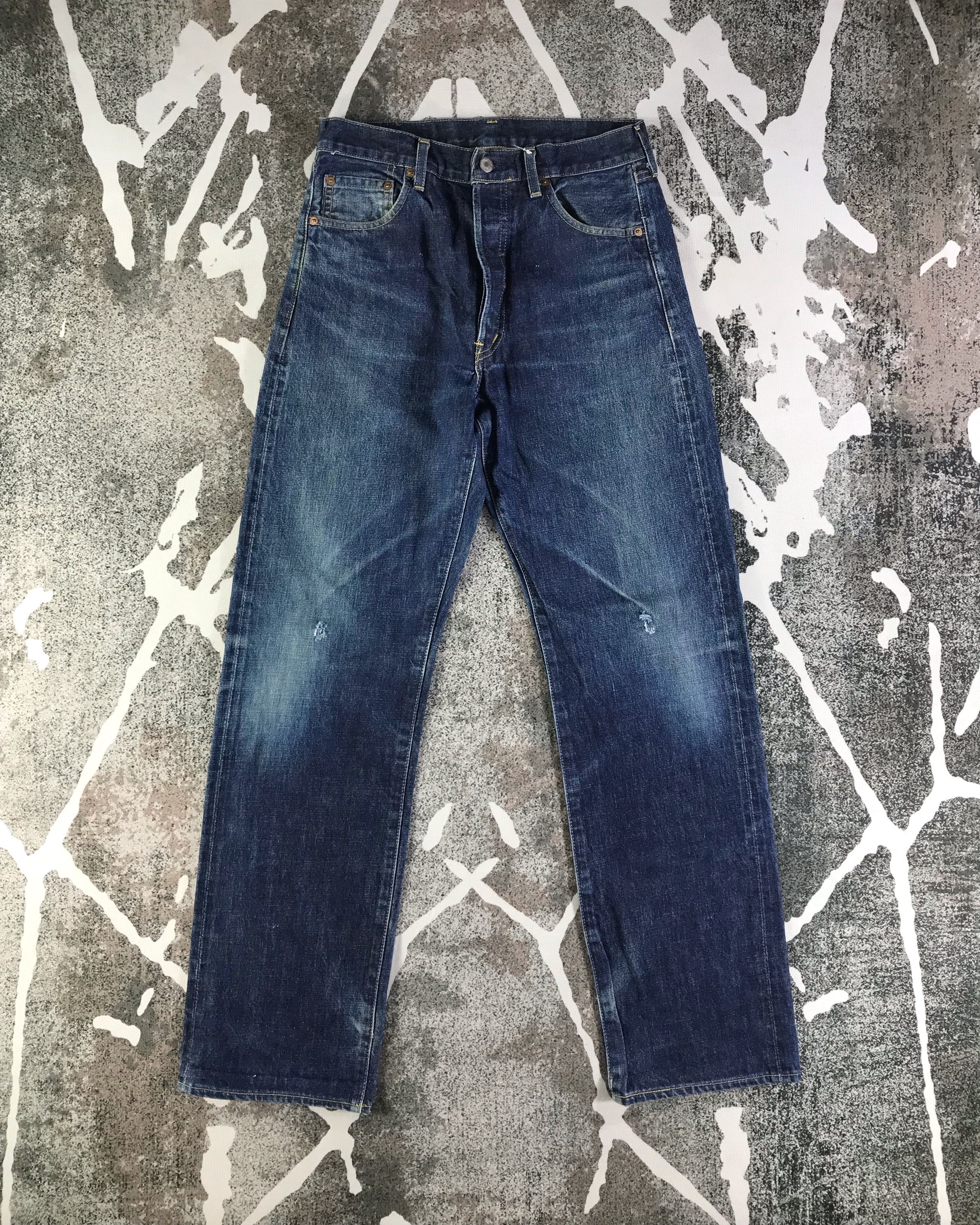 image of Distressed Denim x Levis Vintage Levis 503 Redline Jeans Dark Wash Denim Kj2887 in Blue (Size 30)