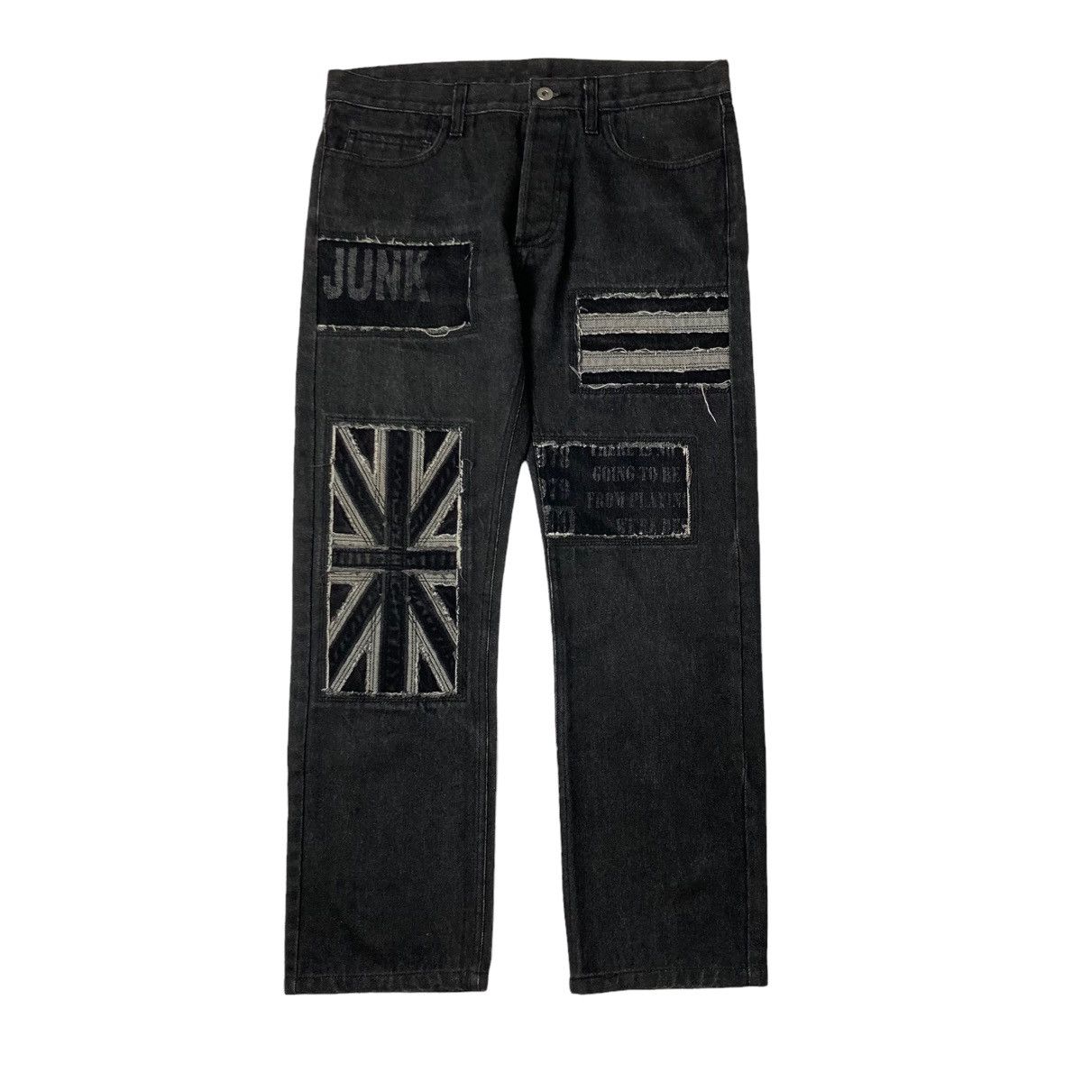 image of 20471120 x Le Grande Bleu L G B 1990S Edge Rupert Patchwork Jeans Punk Design in Black Washed (Size