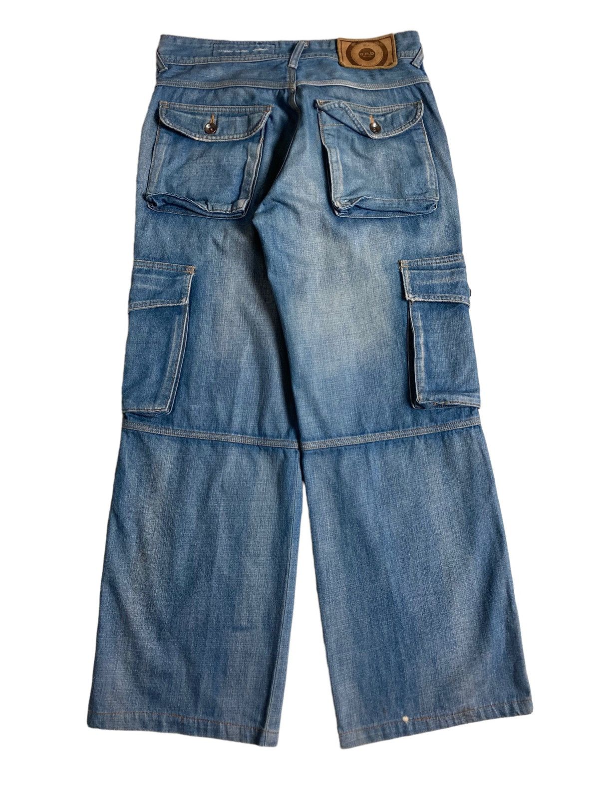 PPFM A.N.B - Cargo Washed Baggy Jeans Multi Pocket Japanese Brand Size US 33 - 2 Thumbnail